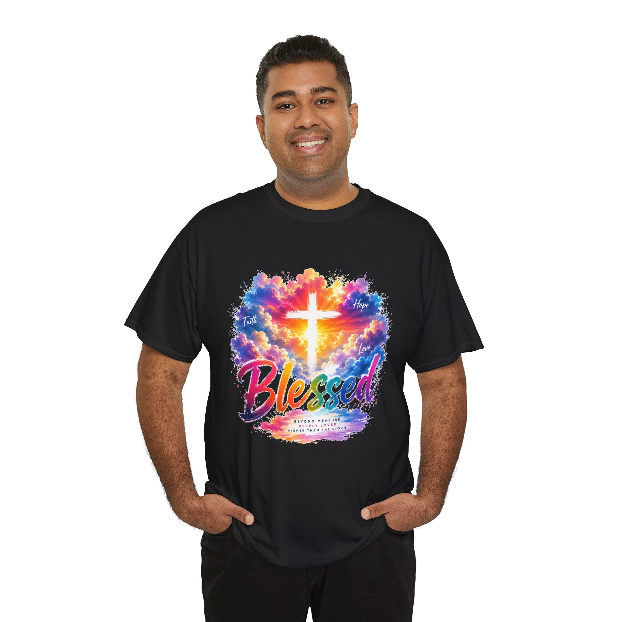 Blessed Christian T-Shirt, Colorful Cross Shirt, Faith Graphic Tee, Jesus Lover Gift, Religious Unisex Shirt
