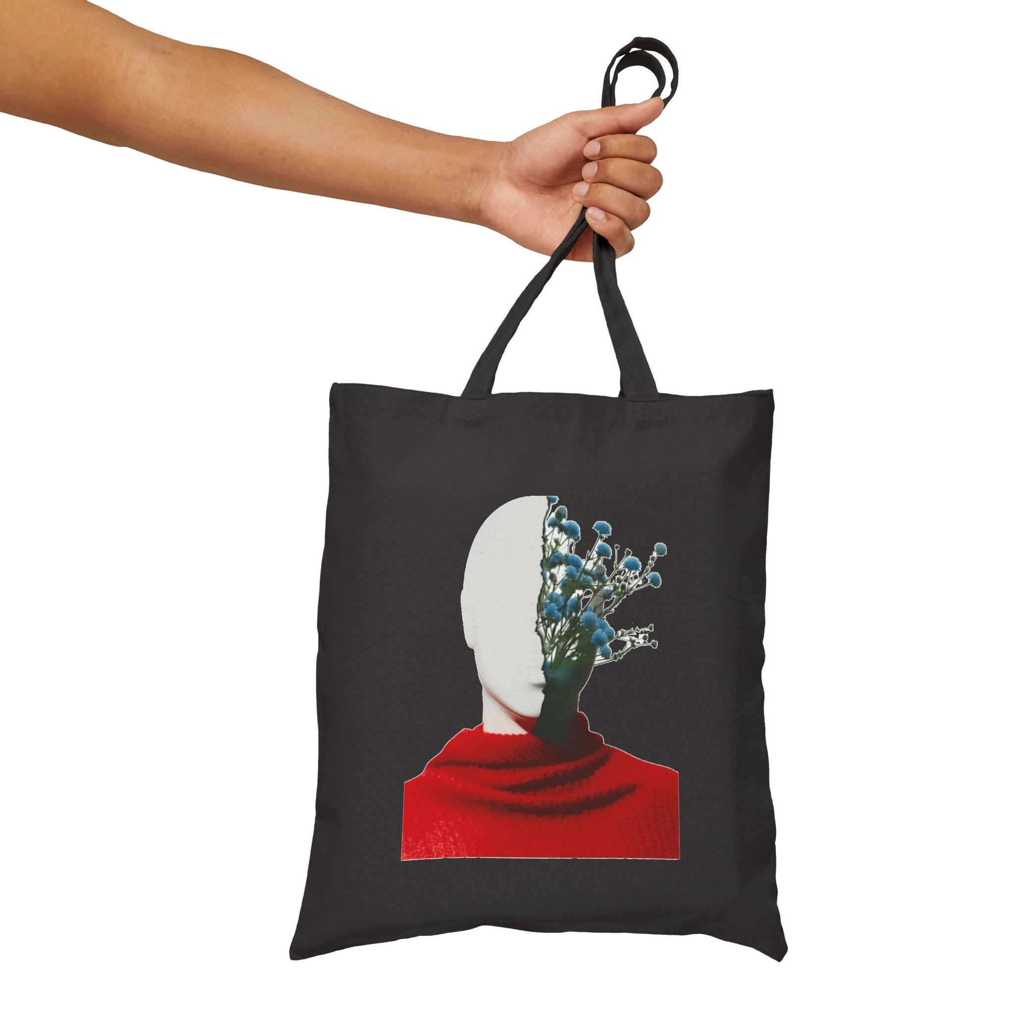 Art Canvas Tote Bag -Surreal Floral Head Art Print