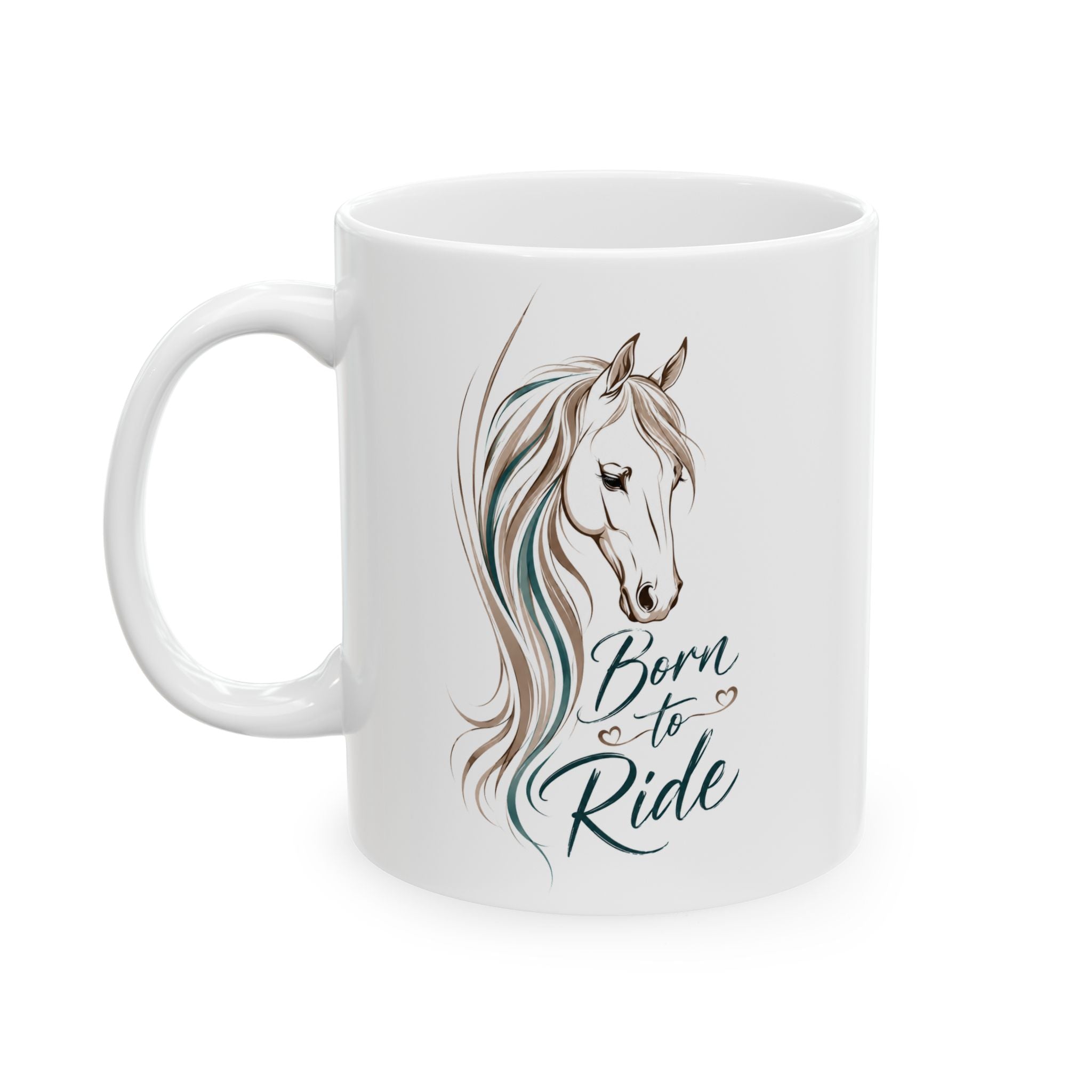 Ceramic Mug - 'Live a Beautiful Life' Floral Horse Coffee Cup (11oz, 15oz)