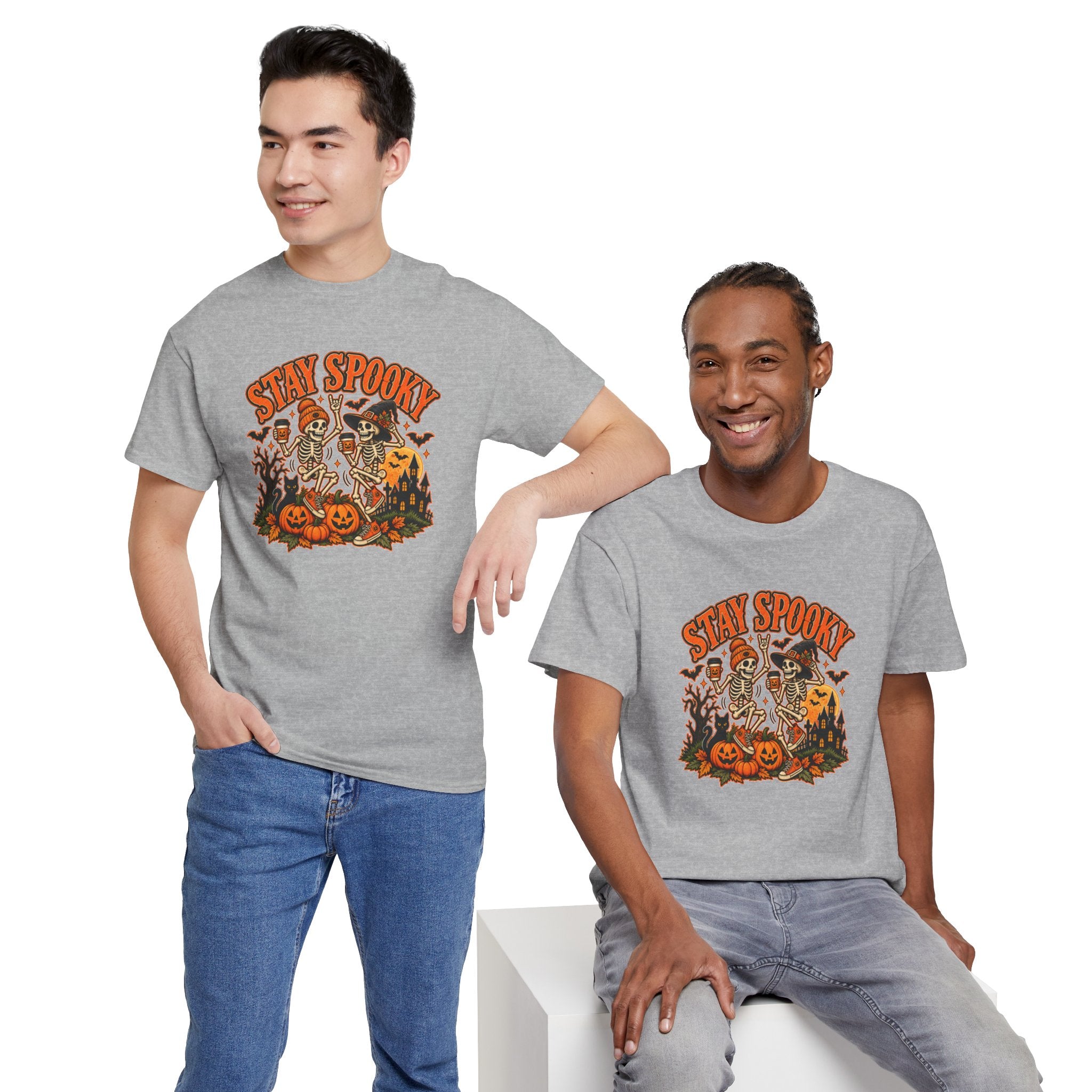 Stay Spooky Halloween Shirt | Dancing Skeleton Pumpkin Graphic Tee