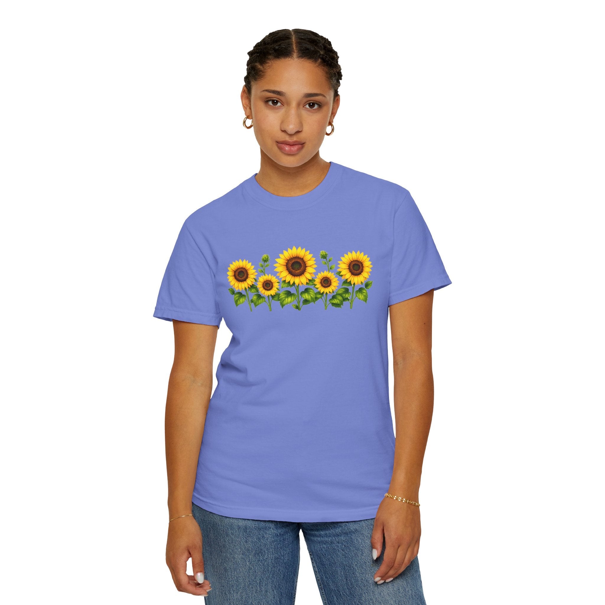 Sunflower Shirt for Women, Sunflower T-Shirt, Floral Graphic Tee, Botanical Shirt, Wildflower Tee, Comfort Colors 1717