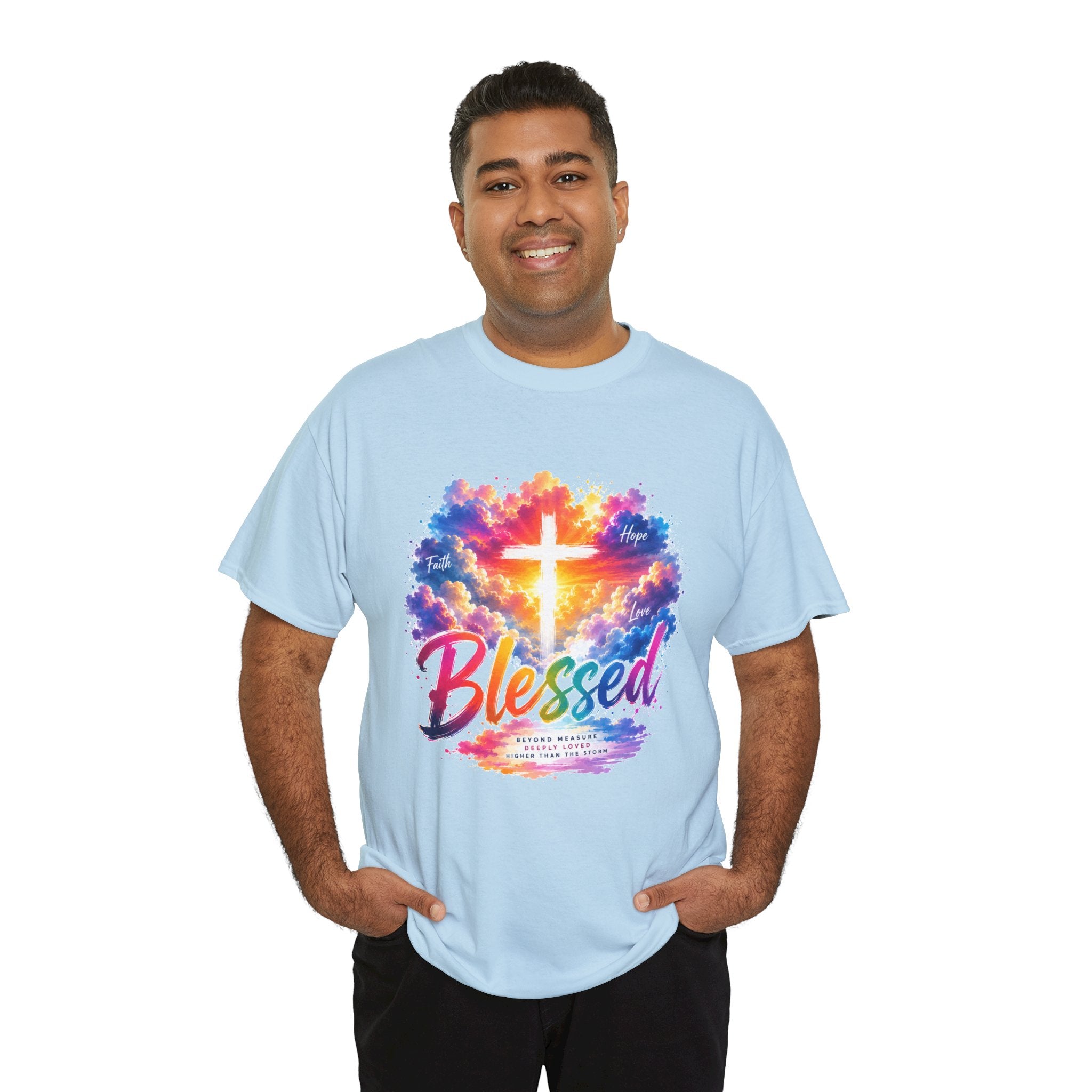 Blessed Christian T-Shirt, Colorful Cross Shirt, Faith Graphic Tee, Jesus Lover Gift, Religious Unisex Shirt