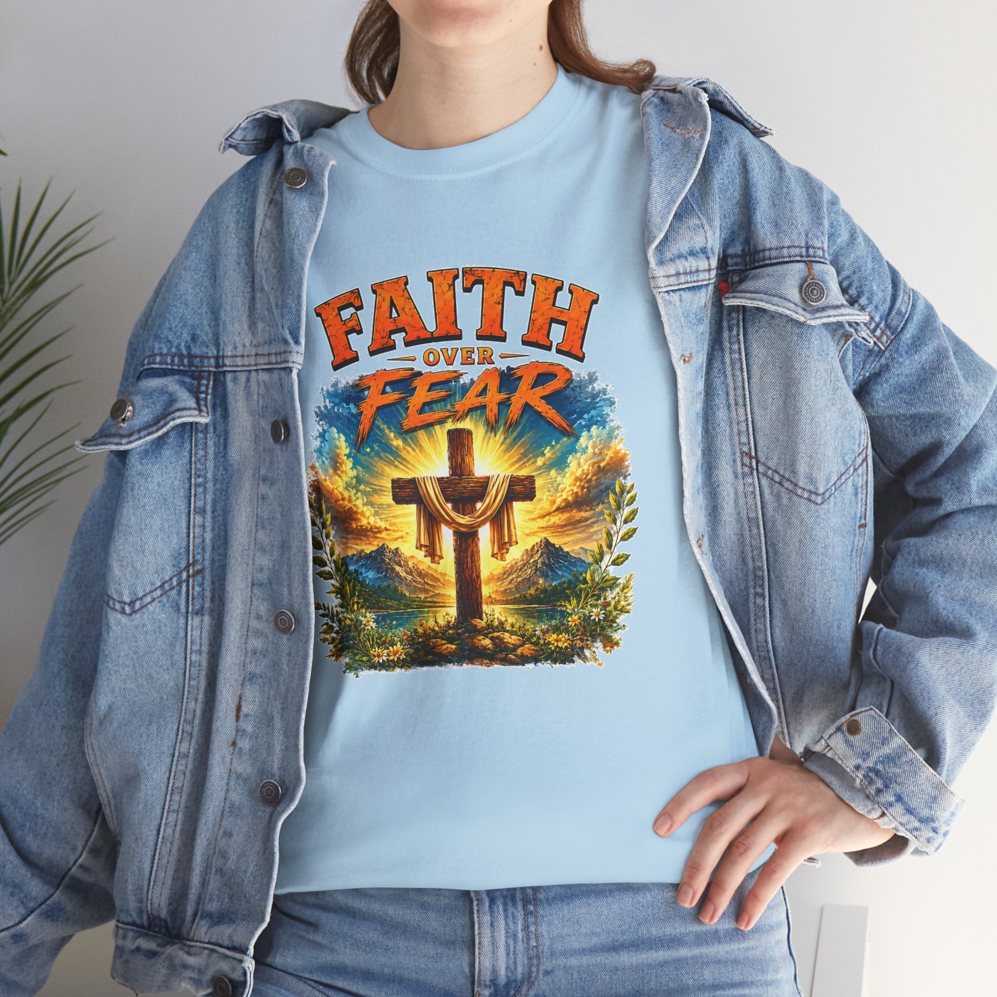 Faith Over Fear Christian T-Shirt | Cross Graphic Tee | Religious Unisex Shirt | Christian Gift