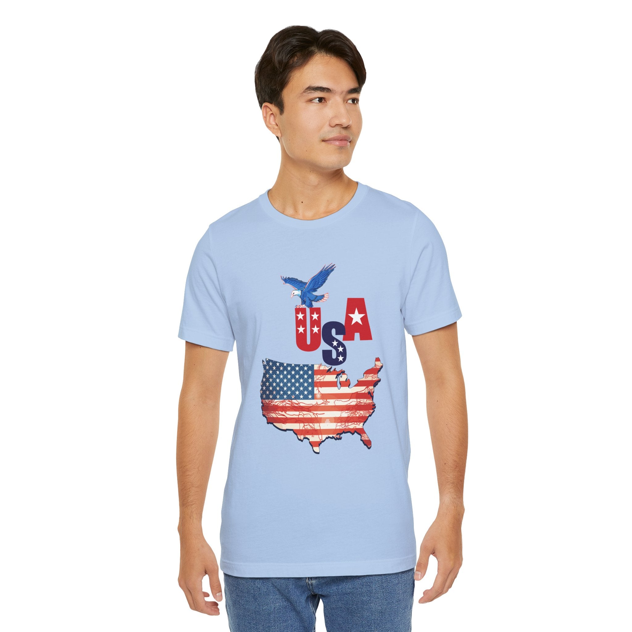 USA Flag Map T-Shirt, Patriotic Eagle Shirt, 4th of July Shirt, American Flag Tee, Independence Day Gift