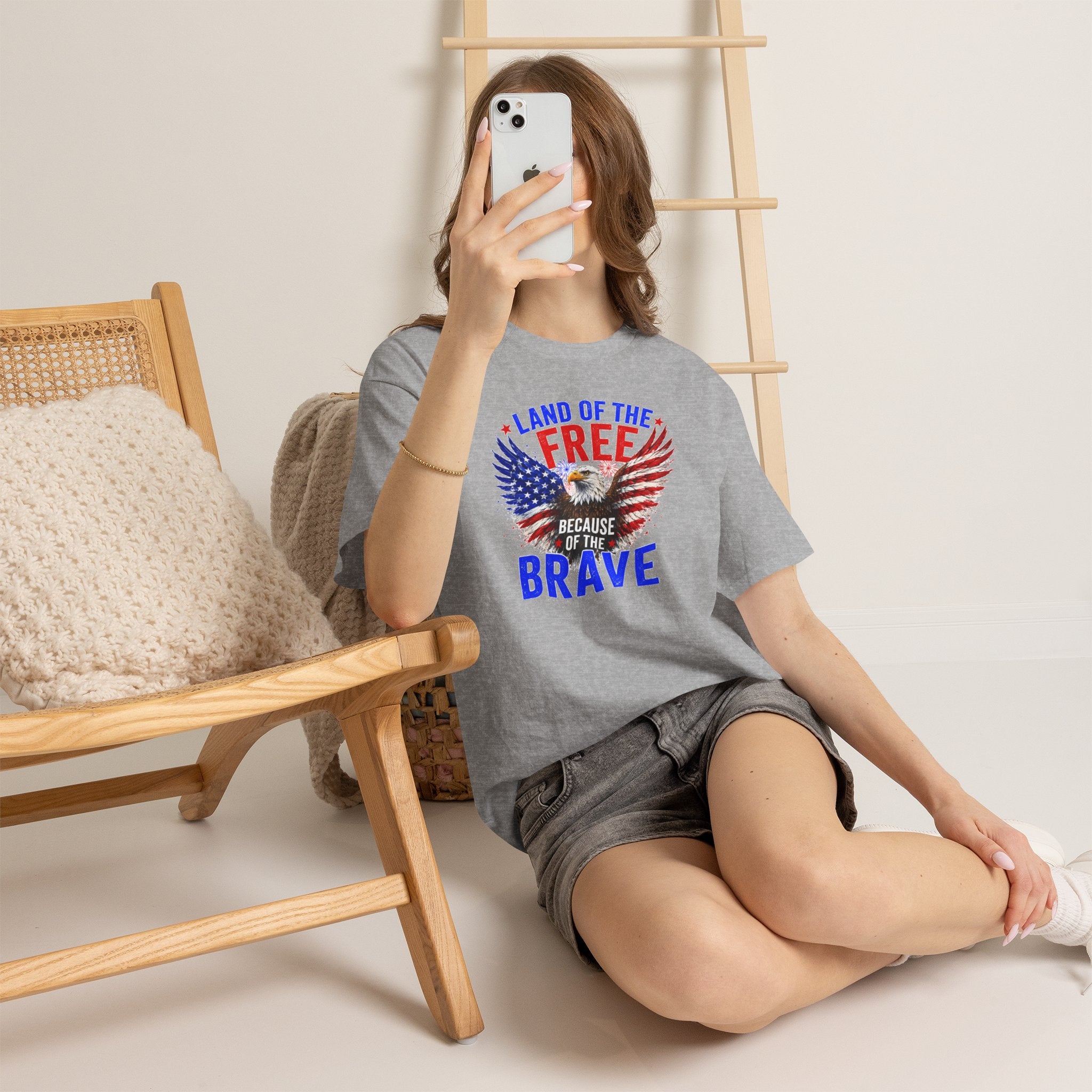 Land of the Free Because of the Brave Shirt, Patriotic Eagle T-Shirt, American Flag Tee, 4th of July Shirt, Veteran Gift, USA Pride Tee