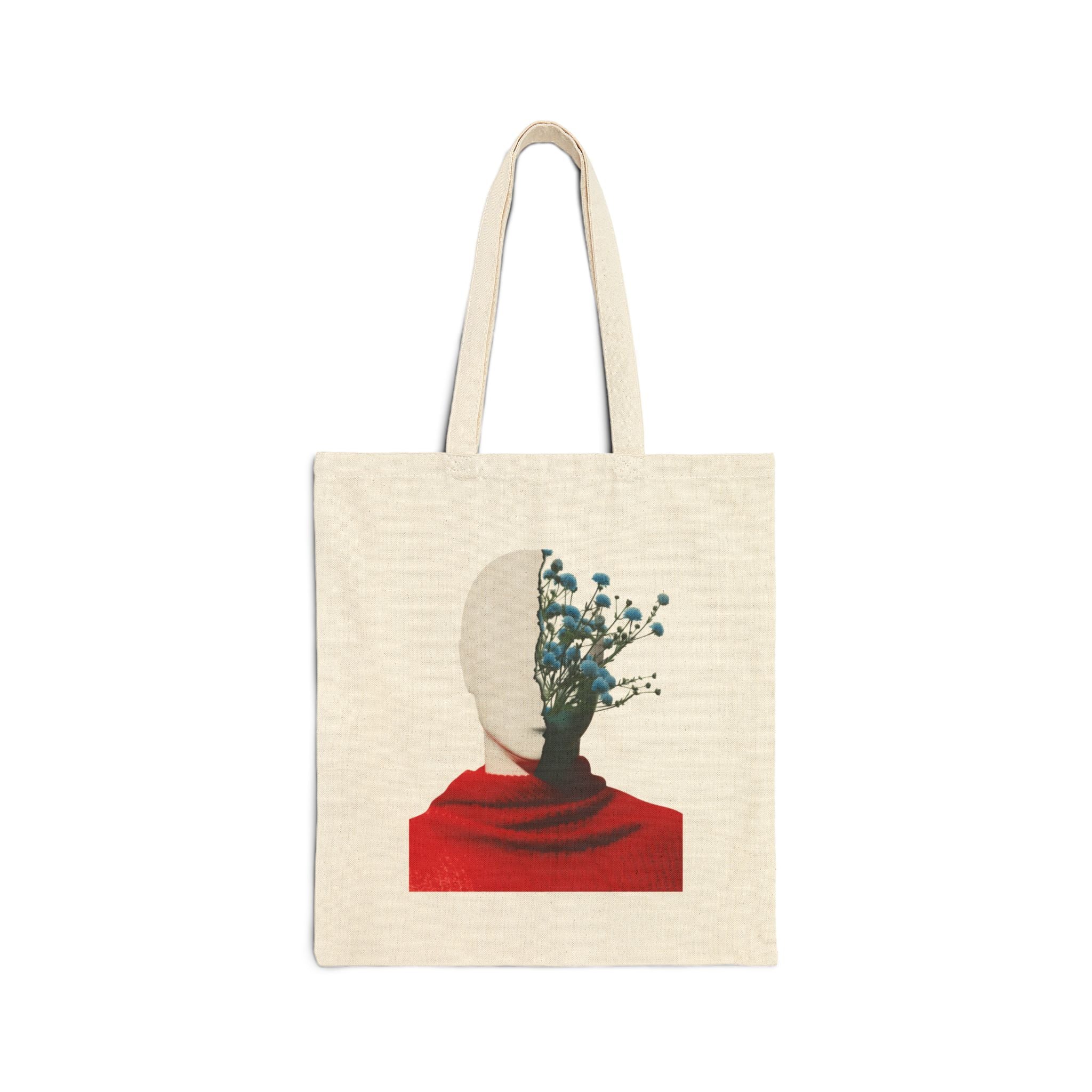 Art Canvas Tote Bag -Surreal Floral Head Art Print