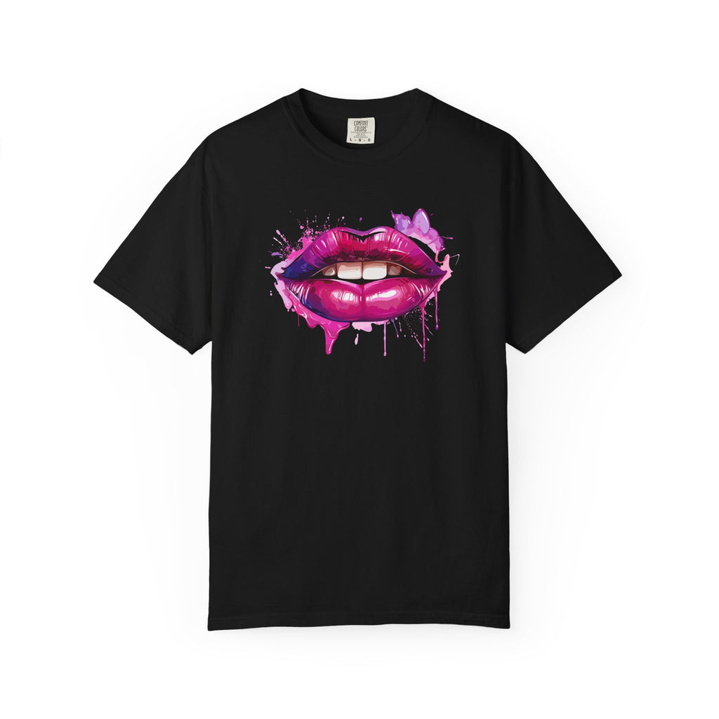 Lip Art T-Shirt — Pink Drip Painted Lips Graphic Tee