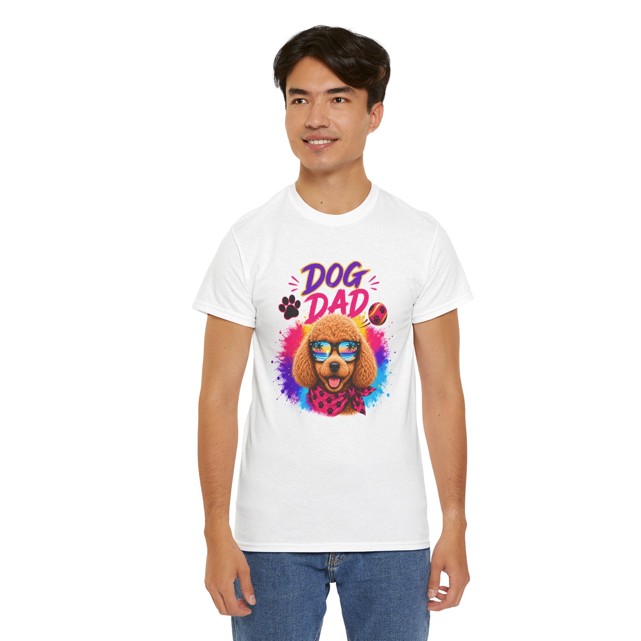 Dog Dad Poodle T-Shirt | Funny Dog Dad Gift | Colorful Retro Poodle Shirt | Dog Lover Gift | Unisex Graphic Tee