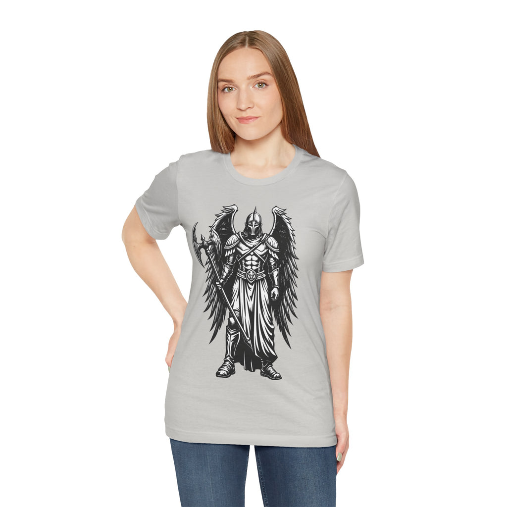 Angel of War Graphic Tee — Winged Knight Armor T-Shirt