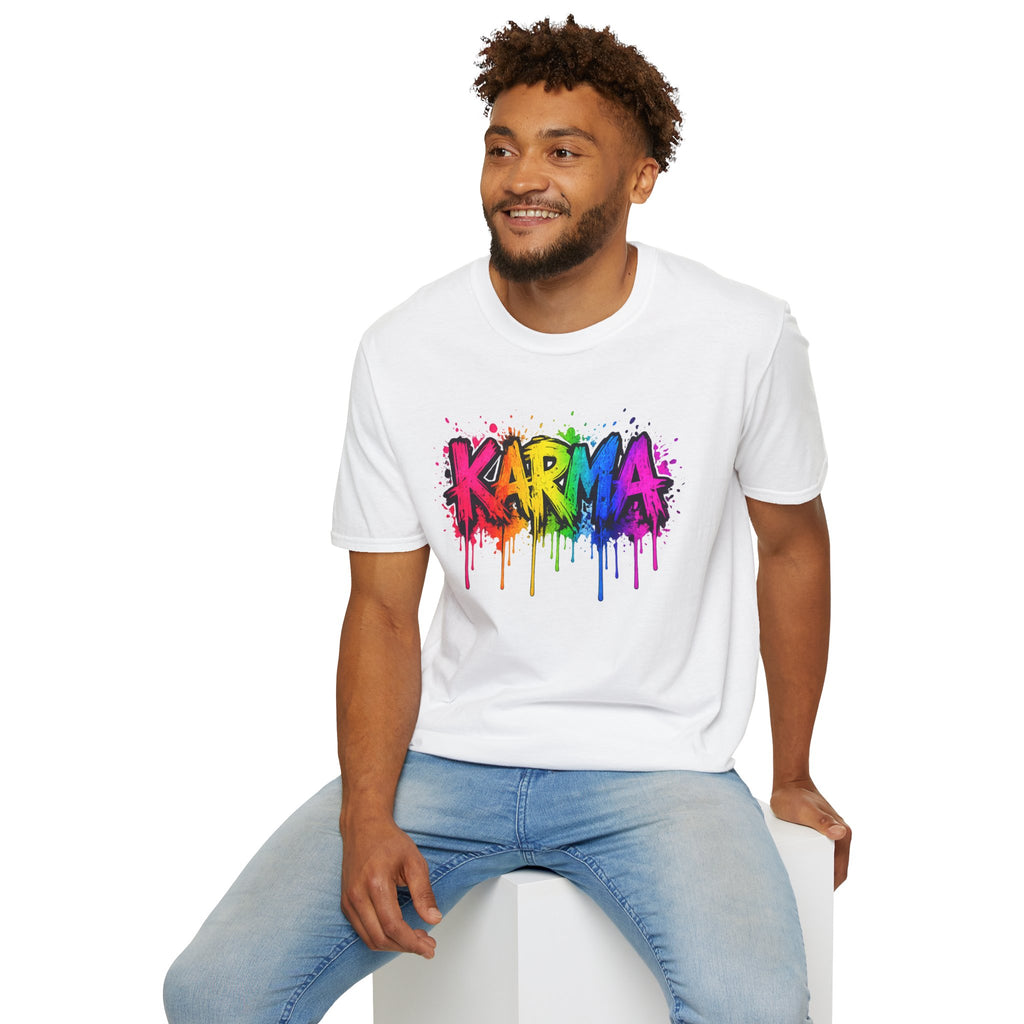 Karma Rainbow Drip Shirt, Funny Graphic Tee, Colorful Streetwear T-Shirt, Unisex Casual Tee, Gift Idea