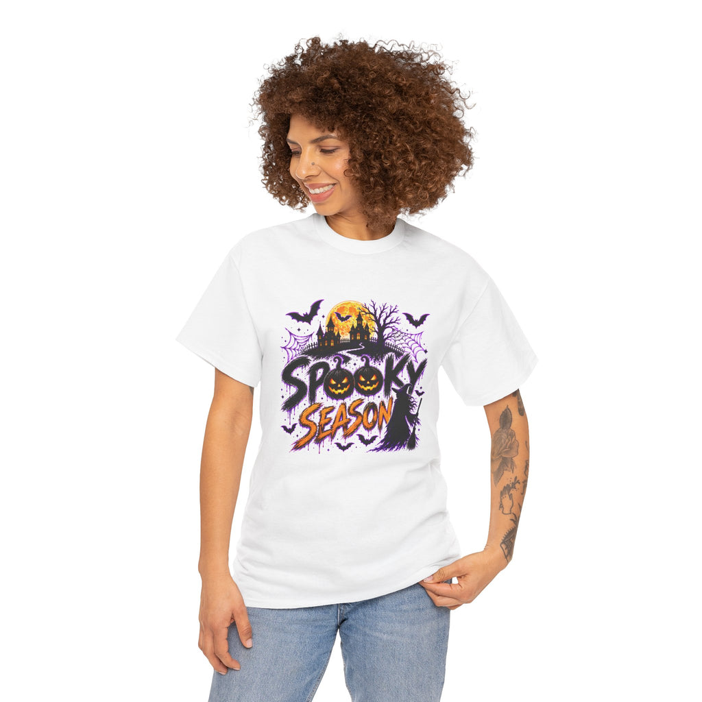Spooky Season Halloween T-Shirt, Jack O Lantern Pumpkin Tee, Haunted House Graphic Shirt, Unisex Halloween Tee