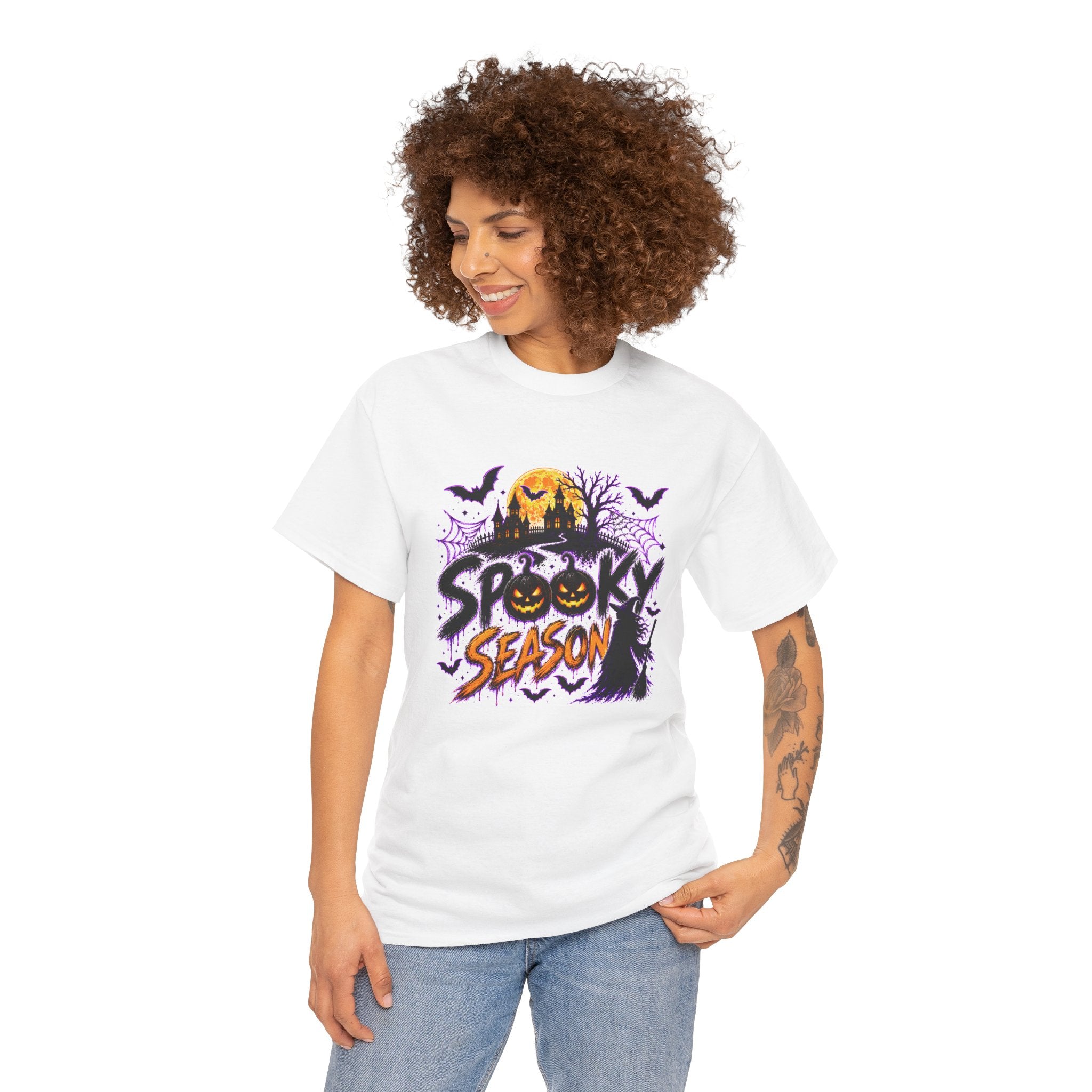 Spooky Season Halloween T-Shirt, Jack O Lantern Pumpkin Tee, Haunted House Graphic Shirt, Unisex Halloween Tee