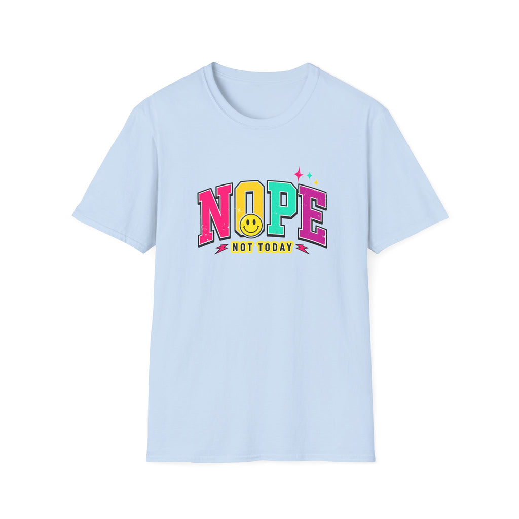 Nope Not Today T-Shirt — Retro Colorful Graphic Tee with Smiley