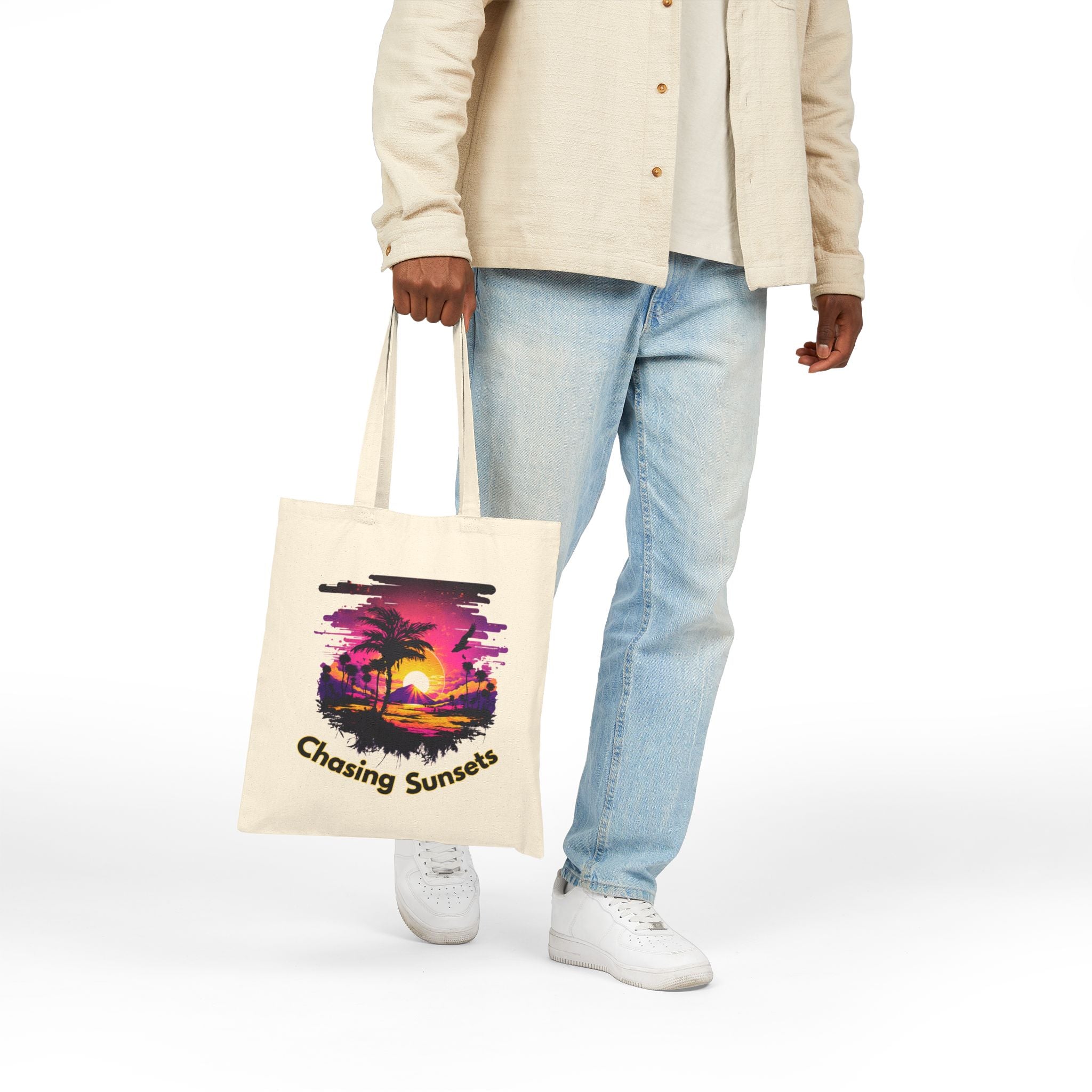 Chasing Sunsets Tote Bag, Sunset Beach Tote, Aesthetic Canvas Bag, Summer Tote Bag, Gift for Beach Lovers