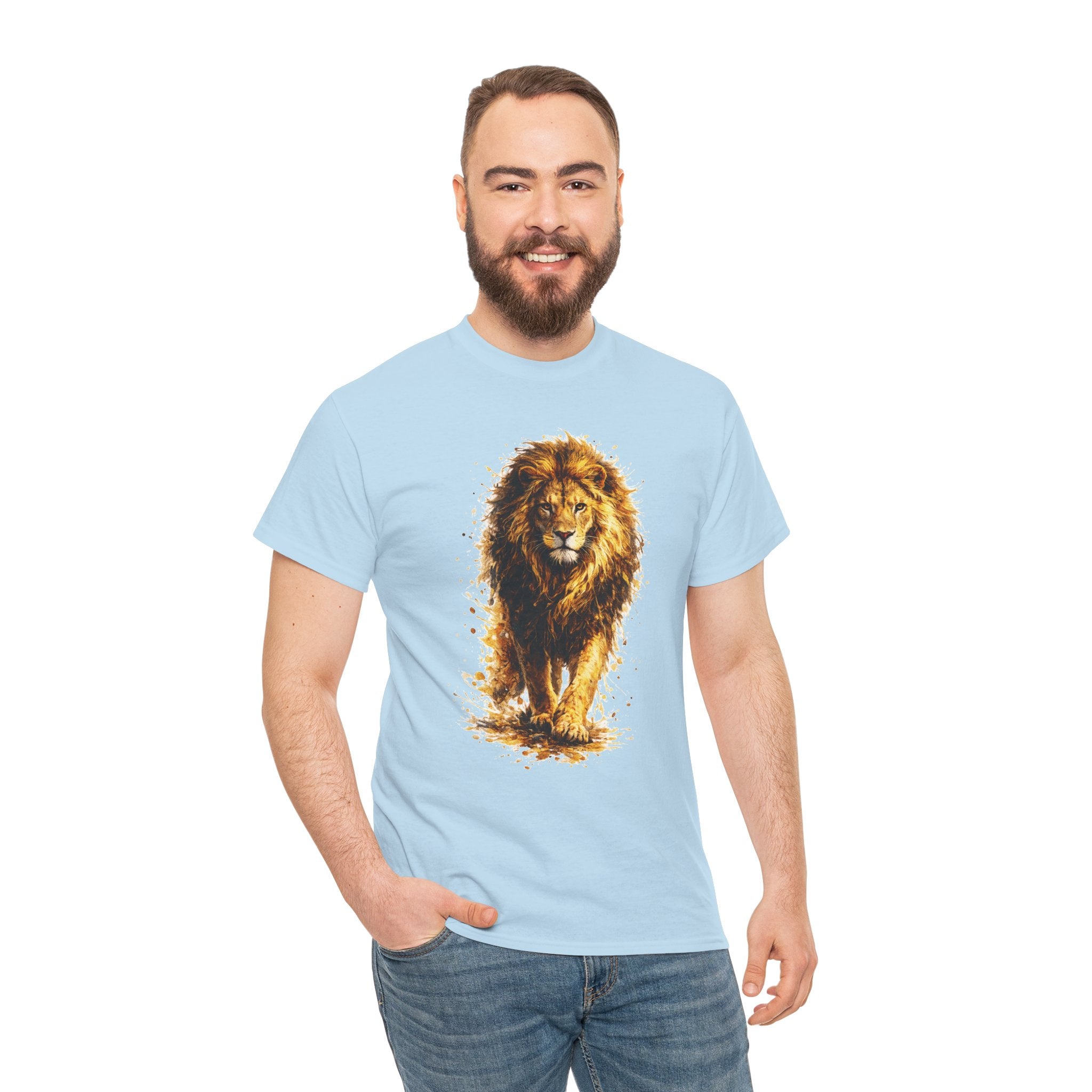 Lion Graphic T-Shirt, Majestic Walking Lion Tee, Watercolor Wildlife Shirt, Unisex Animal Graphic Tee, Lion Lover Gift, Nature Art Shirt