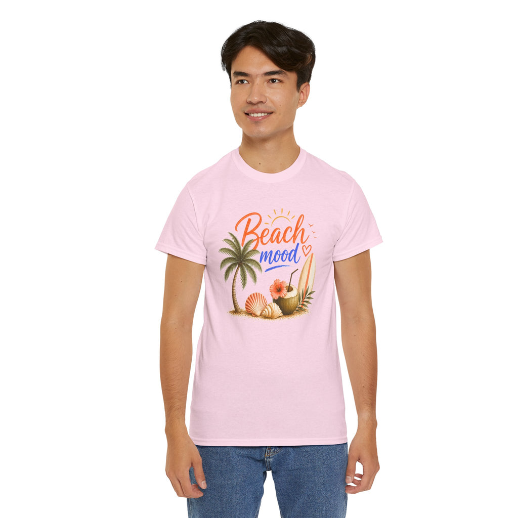 Beach Mood T-Shirt - Tropical Palm, Seashell Graphic Tee