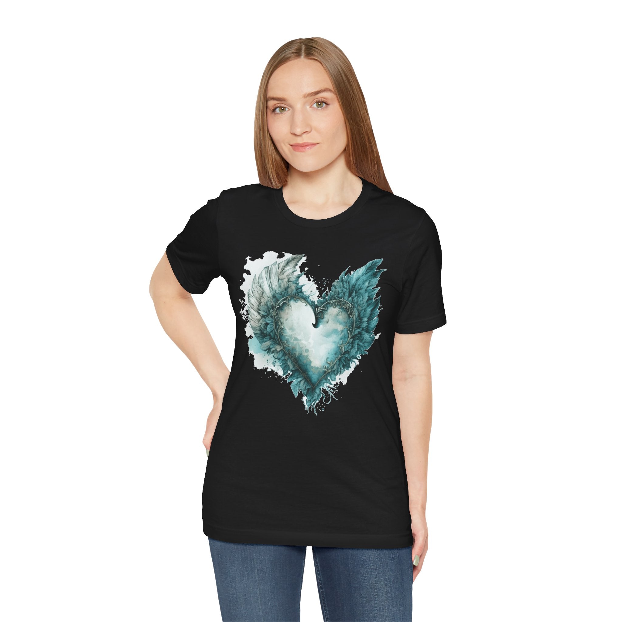 Winged Heart T-Shirt, Watercolor Heart with Wings Shirt, Aesthetic Graphic Tee, Unisex Vintage Style Shirt