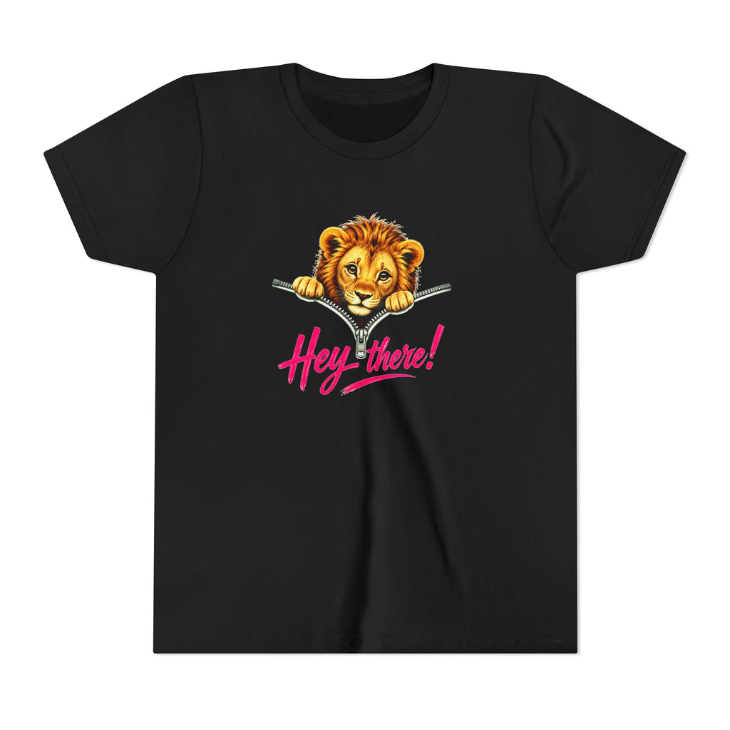Cute Lion Youth T-Shirt, Hey There Graphic Tee for Kids, Funny Animal Shirt, Trendy Kids Tee, Lion Lover Gift, Unisex Youth Shirt