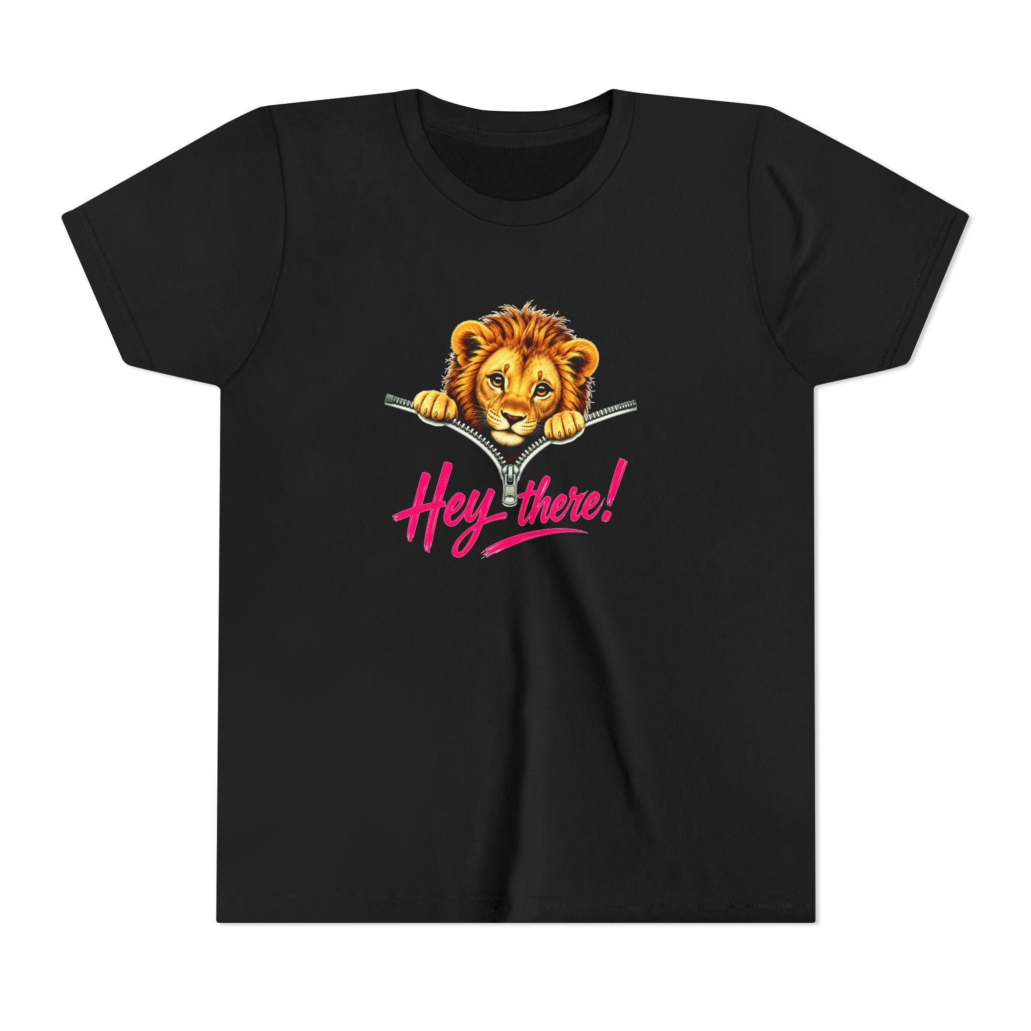 Cute Lion Youth T-Shirt, Hey There Graphic Tee for Kids, Funny Animal Shirt, Trendy Kids Tee, Lion Lover Gift, Unisex Youth Shirt