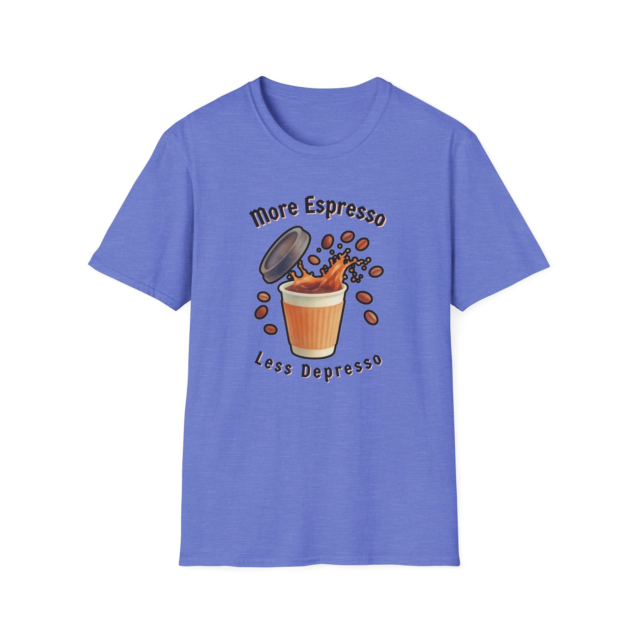More Espresso Less Depresso Shirt, Funny Coffee T-Shirt, Cute Barista Gift, Coffee Lover Tee