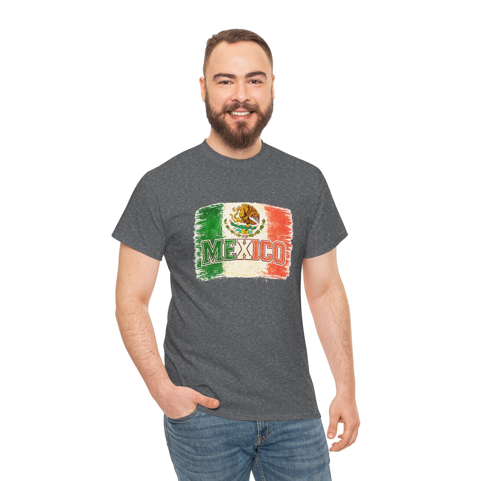 Mexico Flag Vintage T-Shirt — Distressed Mexican Emblem Tee