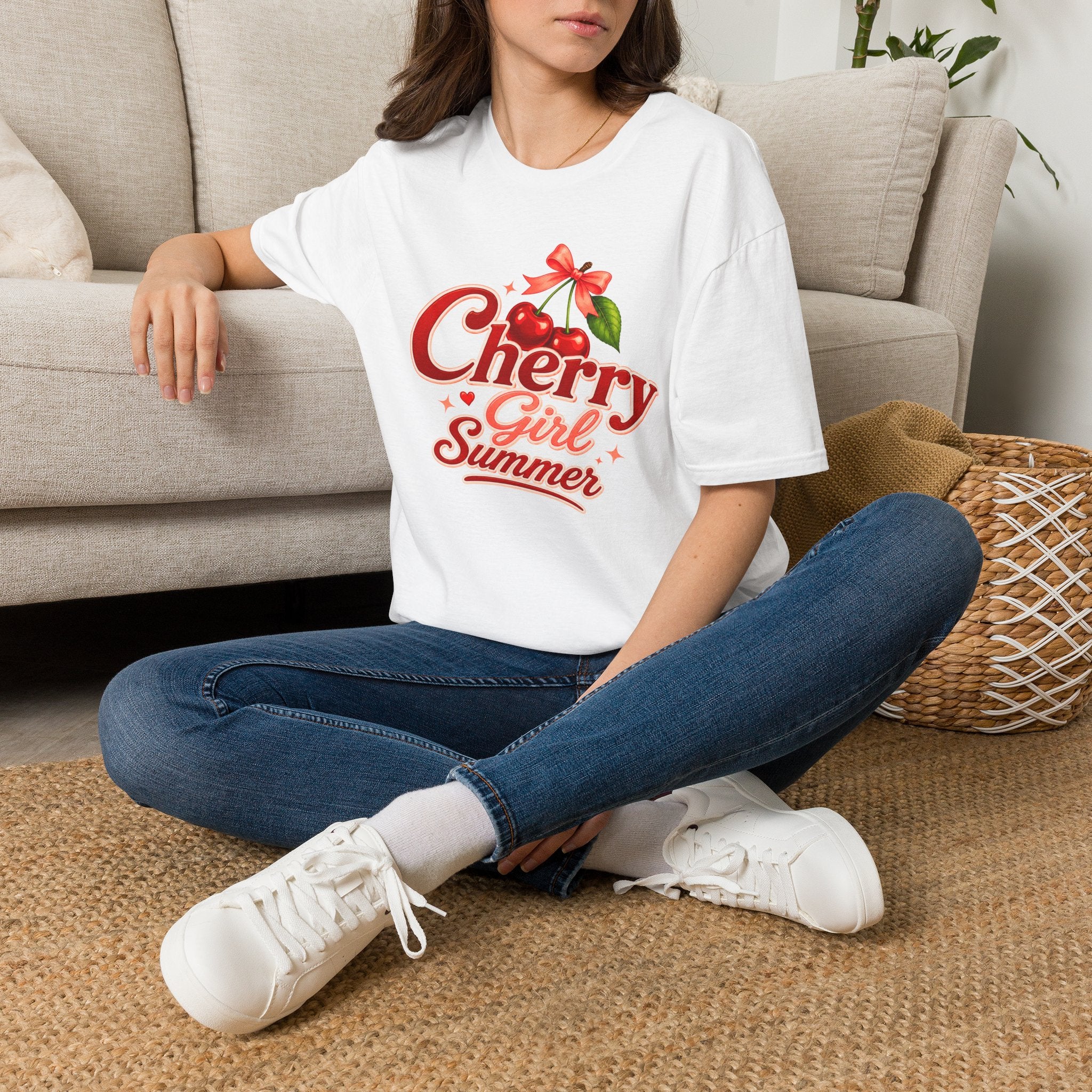 Cherry Girl Summer T-Shirt | Cute Retro Cherry Tee | Coquette Aesthetic Shirt | Summer Graphic Tee | Trendy Women's Shirt