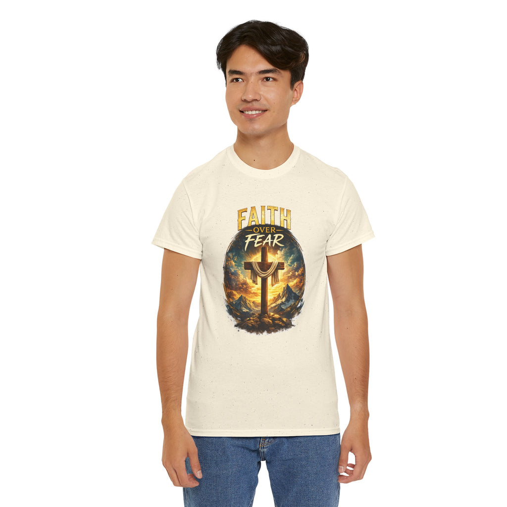 Faith Over Fear Christian T-Shirt | Cross Graphic Tee | Jesus Faith Shirt | Religious Unisex Shirt | Christian Gift for Men & Women