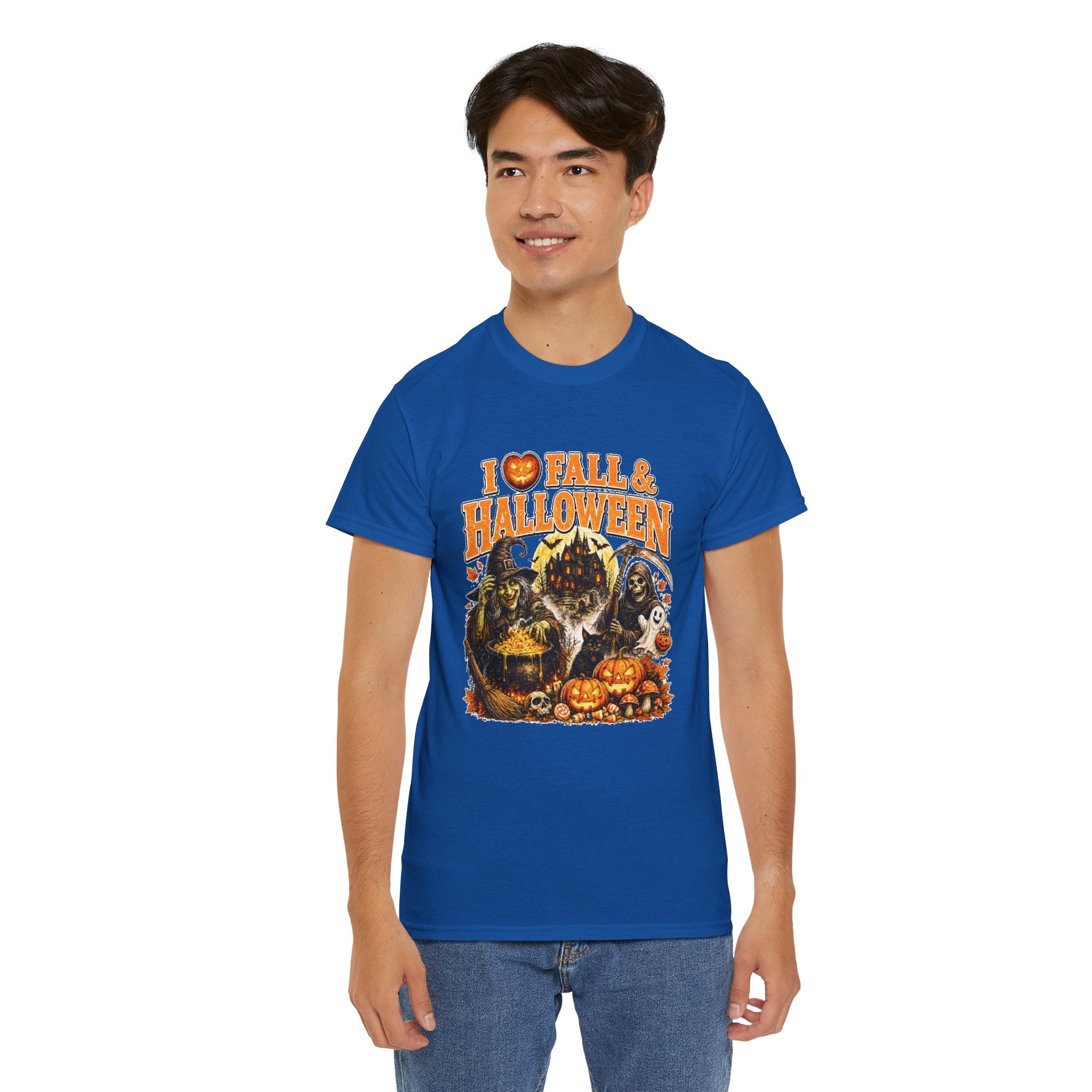 I Love Fall & Halloween T-Shirt | Vintage Halloween Shirt | Spooky Pumpkin Witch Tee | Cute Fall Graphic Tee | Autumn Lover Gift