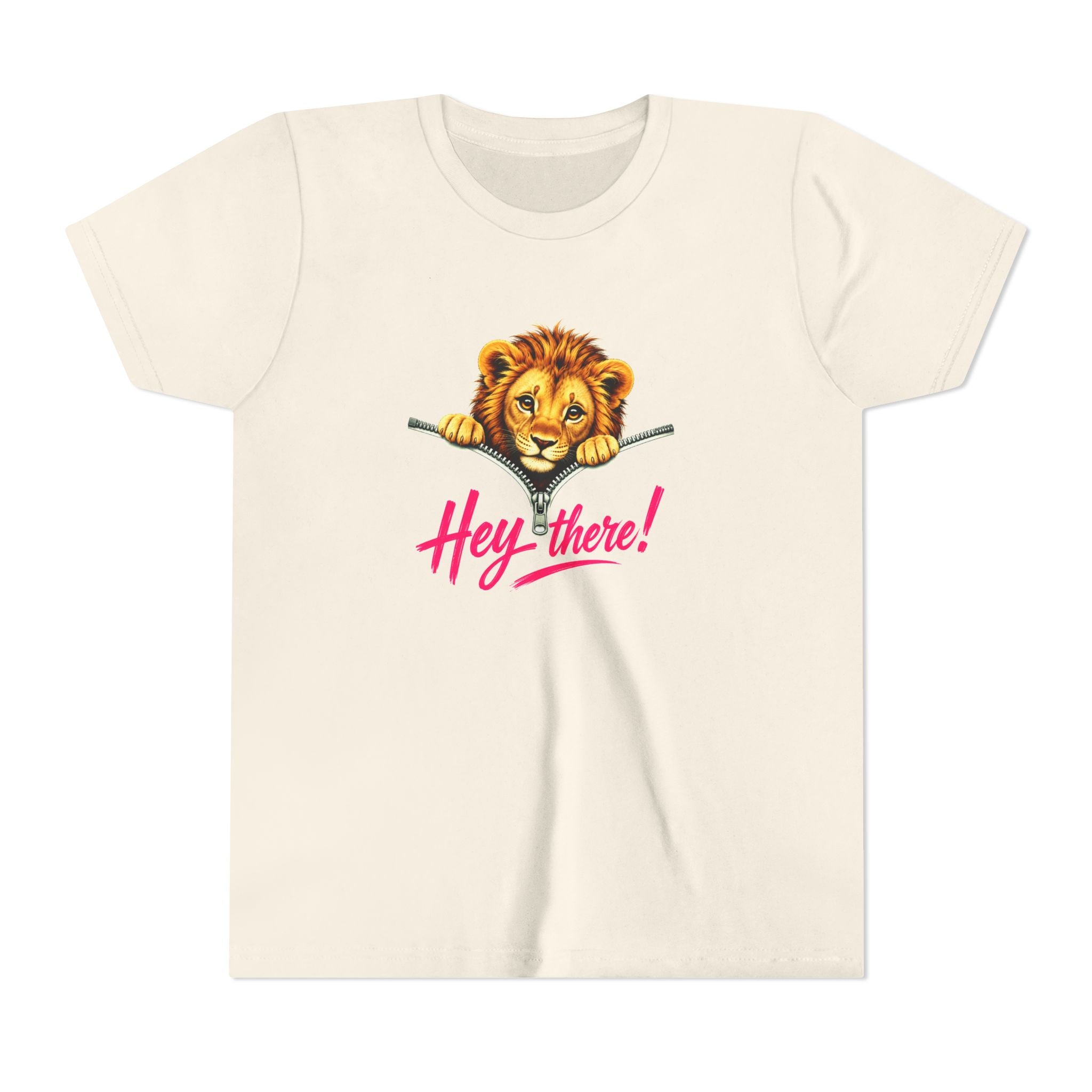 Cute Lion Youth T-Shirt, Hey There Graphic Tee for Kids, Funny Animal Shirt, Trendy Kids Tee, Lion Lover Gift, Unisex Youth Shirt