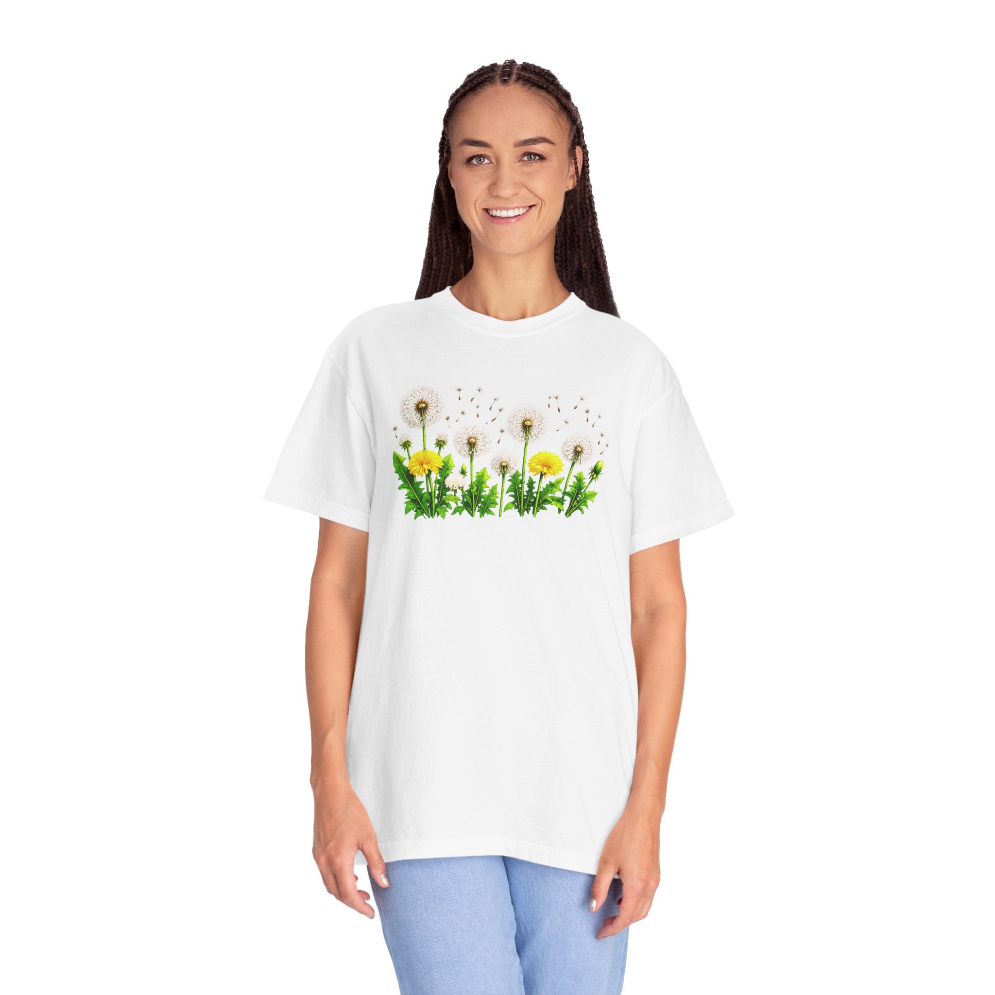 Dandelion Flower Shirt, Wildflower T-Shirt for Women, Botanical Graphic Tee, Spring Garden Shirt, Comfort Colors 1717