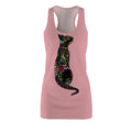 Pink Racerback Dress with Colorful Mosaic Cat Graphic
