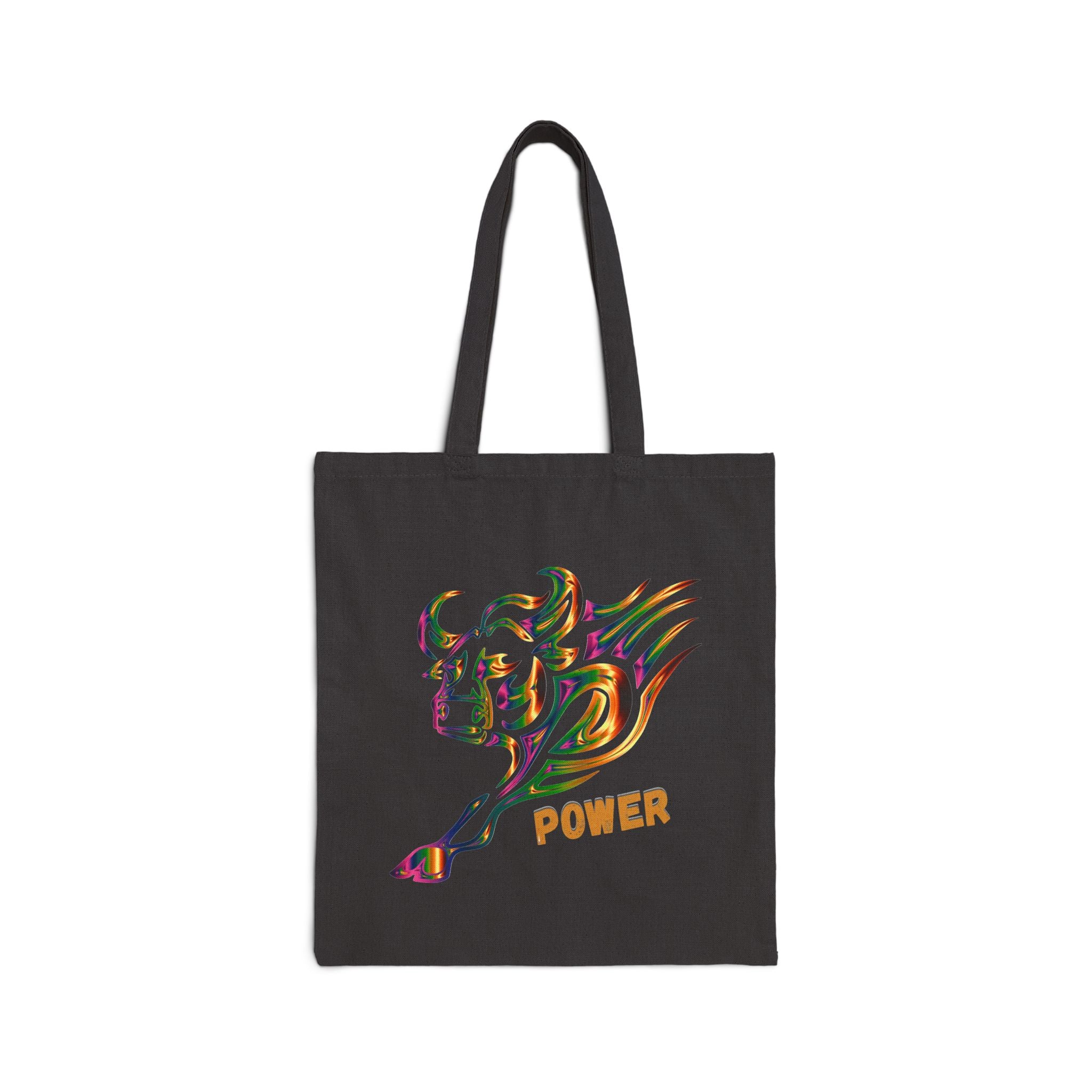 Power Bull Canvas Tote - Colorful Charging Bull Eco Tote Bag
