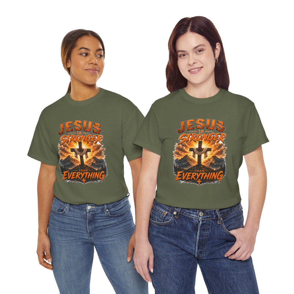 Jesus Is Stronger Than Everything Christian T-Shirt | Faith Cross Graphic Tee | Religious Unisex Shirt | Christian Gift