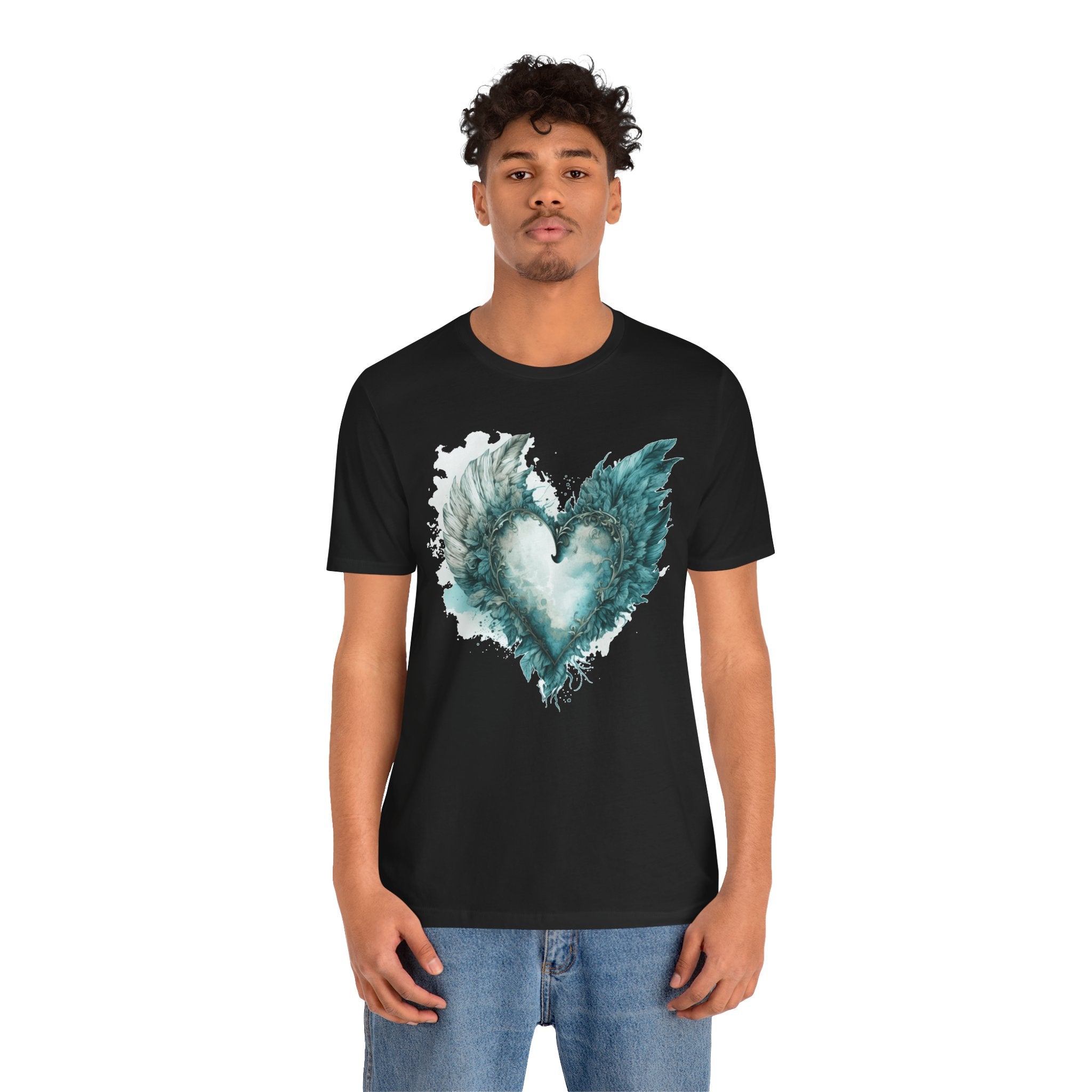 Winged Heart T-Shirt, Watercolor Heart with Wings Shirt, Aesthetic Graphic Tee, Unisex Vintage Style Shirt