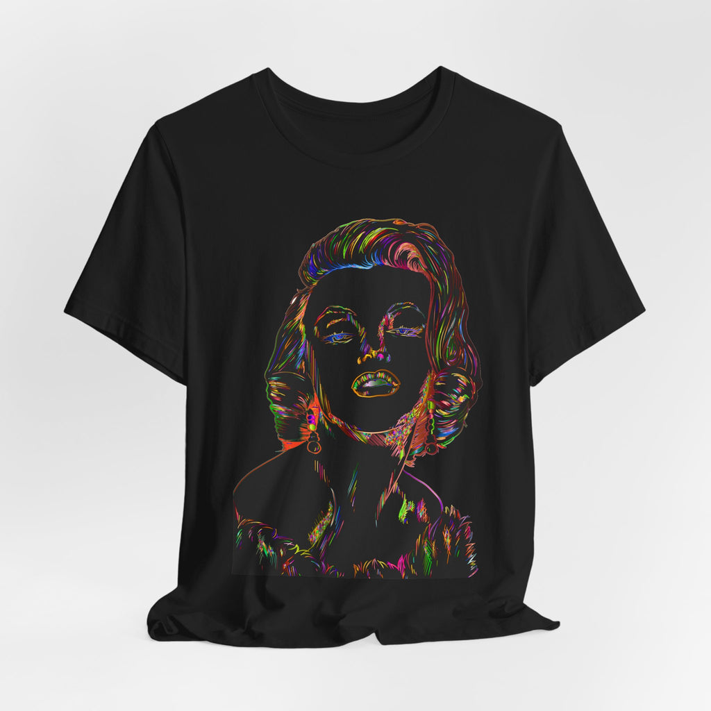 Neon Pop Art Portrait T-Shirt – Retro Rainbow Graphic Tee