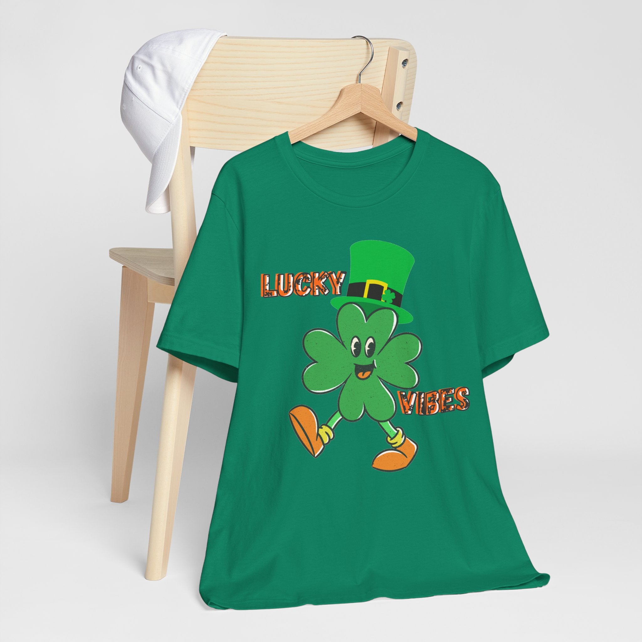 Lucky Vibes Saint Patrick's Day T-Shirt — Walking Shamrock Graphic Tee