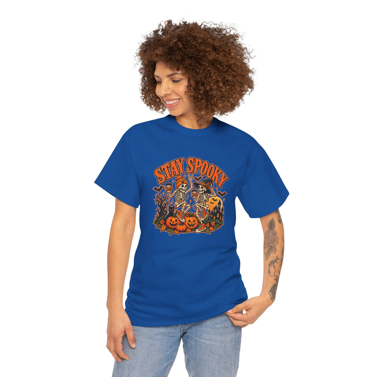 Stay Spooky Halloween Shirt | Dancing Skeleton Pumpkin Graphic Tee