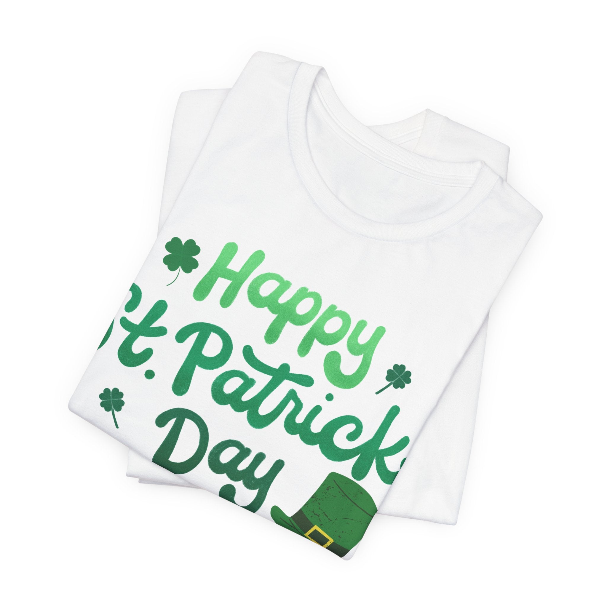 Happy St. Patrick's Day T-Shirt – Green Shamrock & Leprechaun Hat Tee