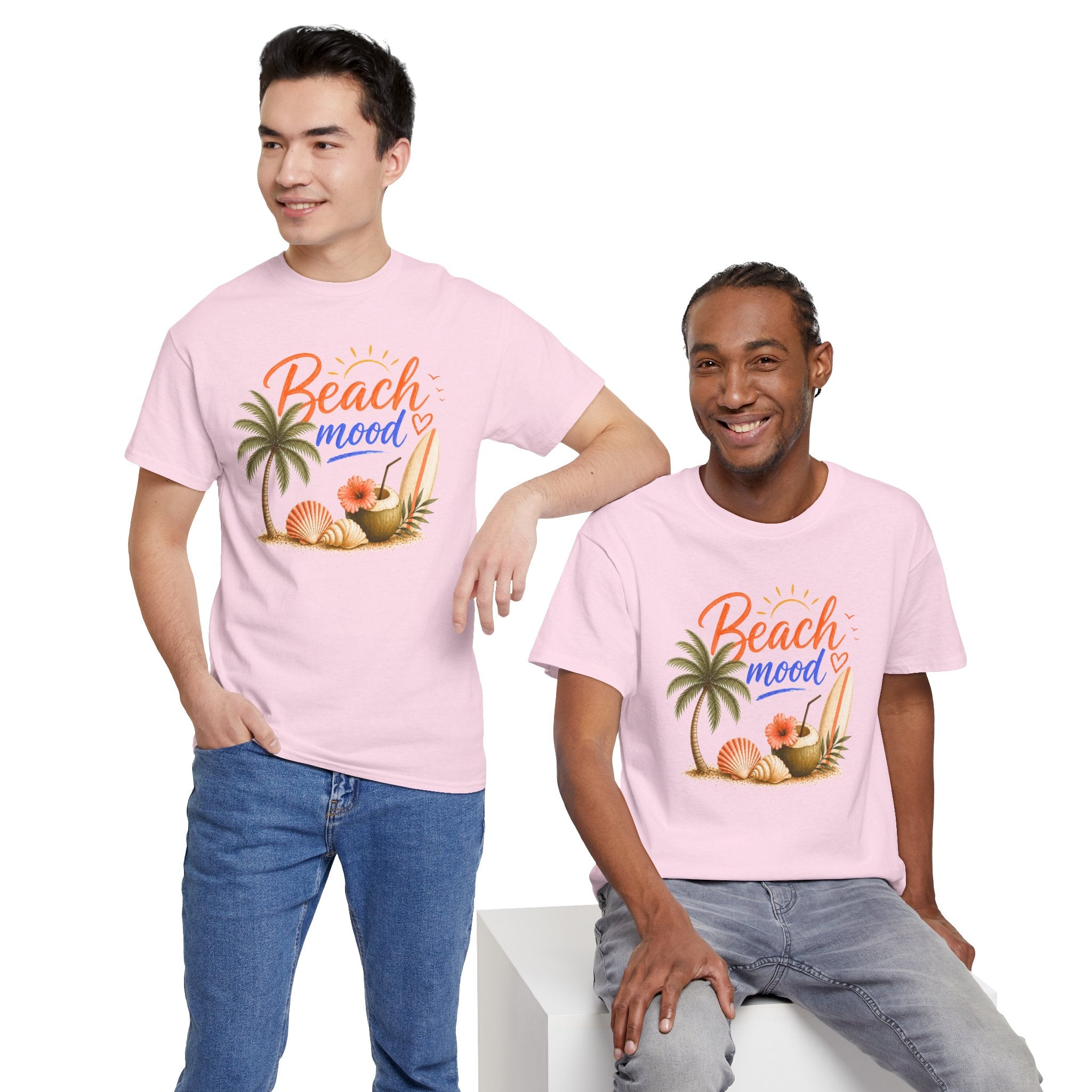 Beach Mood T-Shirt - Tropical Palm, Seashell Graphic Tee
