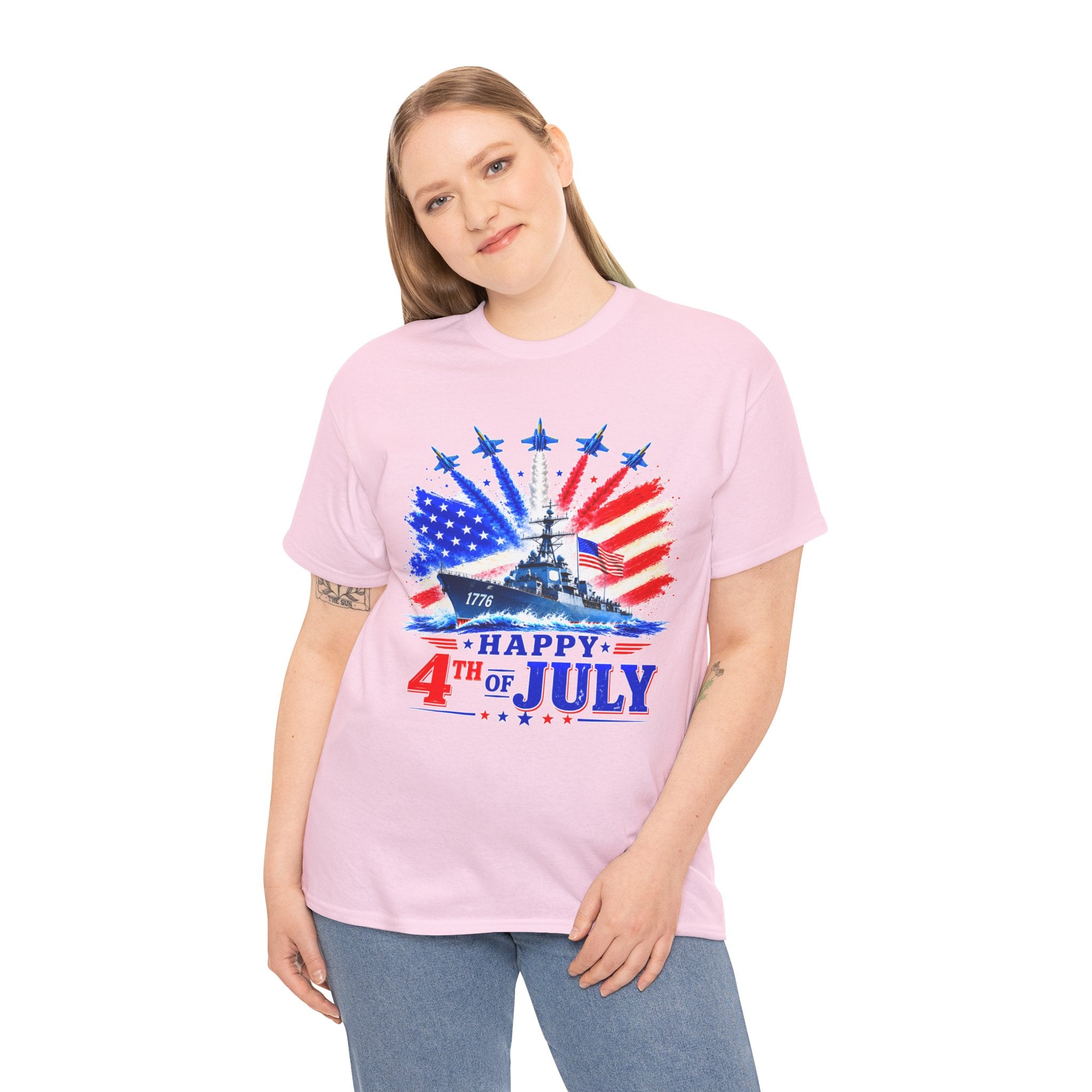 Happy 4th of July Shirt, Patriotic USA Flag Tee, American Eagle & Navy Ship Shirt, Independence Day T-Shirt, Military Pride Gift