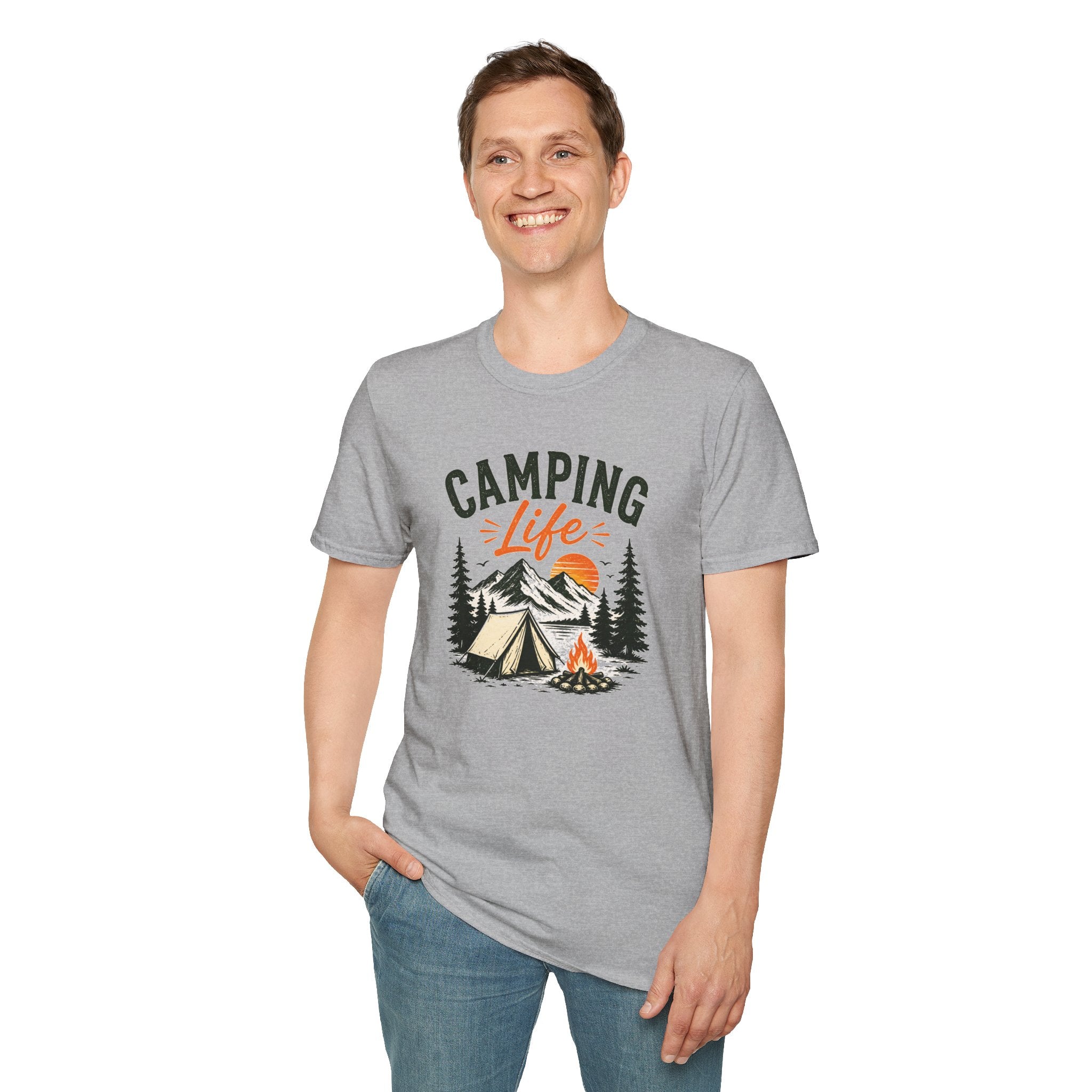 Camping Life T-Shirt — Vintage Tent & Campfire Outdoor Tee