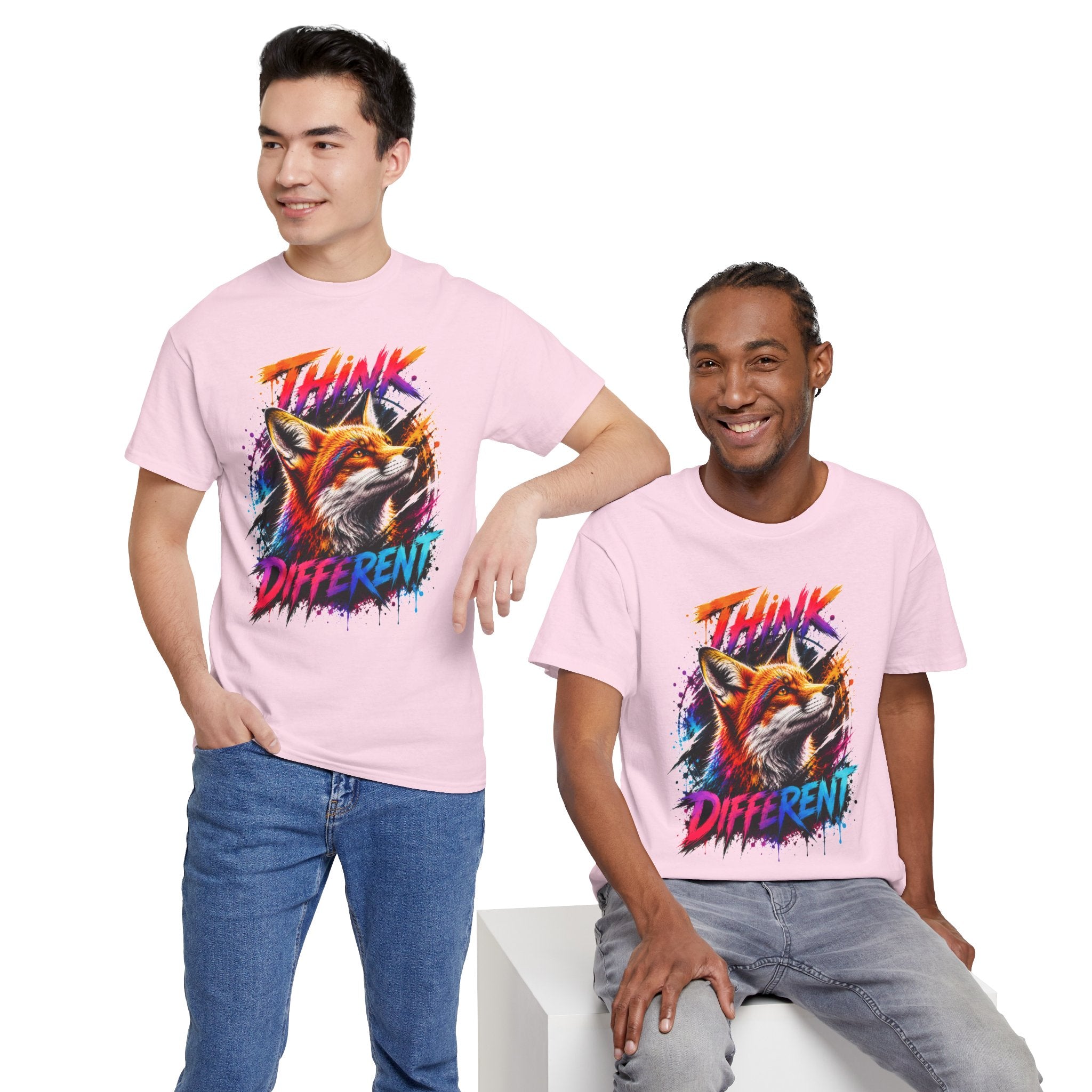 Think Different Fox Shirt, Colorful Fox T-Shirt, Wildlife Graphic Tee, Neon Animal Shirt, Gift for Fox Lovers