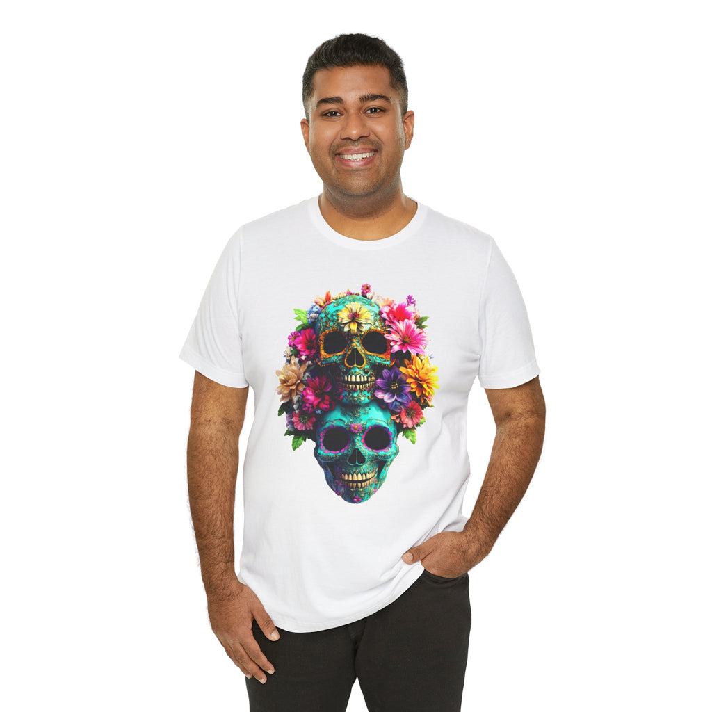 Floral Skull T-Shirt, Day of the Dead Shirt, Sugar Skull Graphic Tee, Colorful Skull Tee, Gothic Floral Shirt