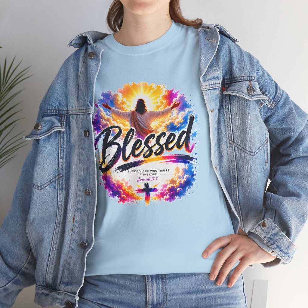 Blessed Christian T-Shirt, Faith Cross Shirt, Religious Graphic Tee, Jesus Lover Gift, Inspirational Unisex Christian Shirt