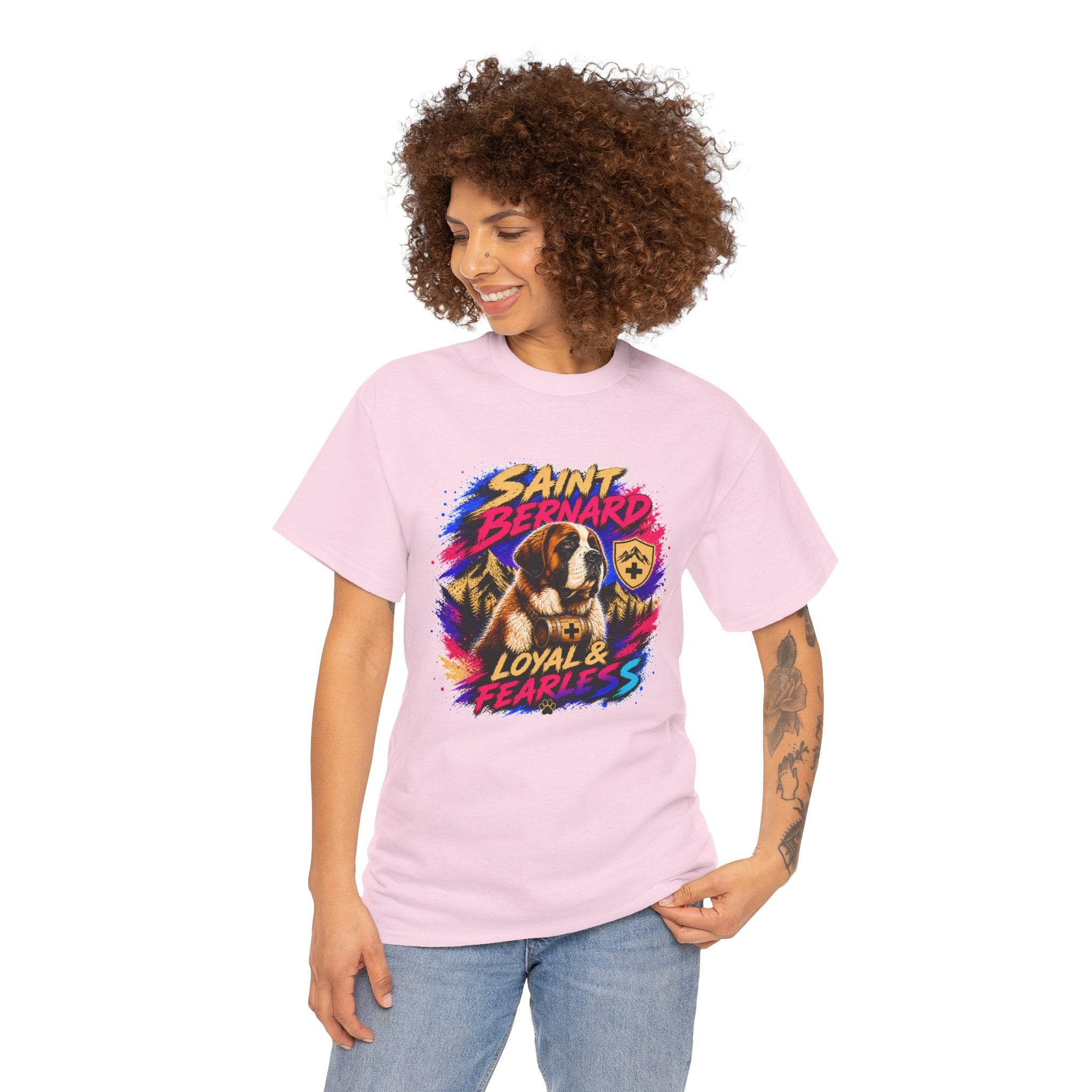Saint Bernard Dog Shirt, Loyal & Fearless T-Shirt, Colorful Saint Bernard Tee, Dog Lover Gift, Unisex Graphic Tee