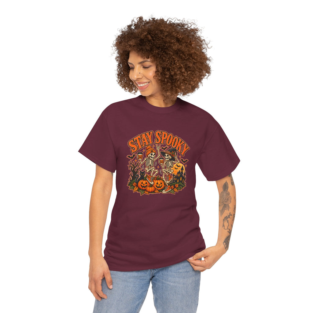 Stay Spooky Halloween Shirt | Dancing Skeleton Pumpkin Graphic Tee