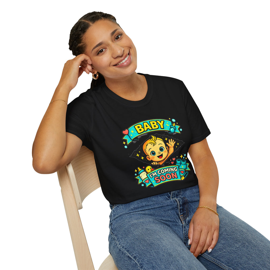 Baby On the Way T-Shirt — "Baby I'm Coming Soon" Pregnancy Announcement Tee