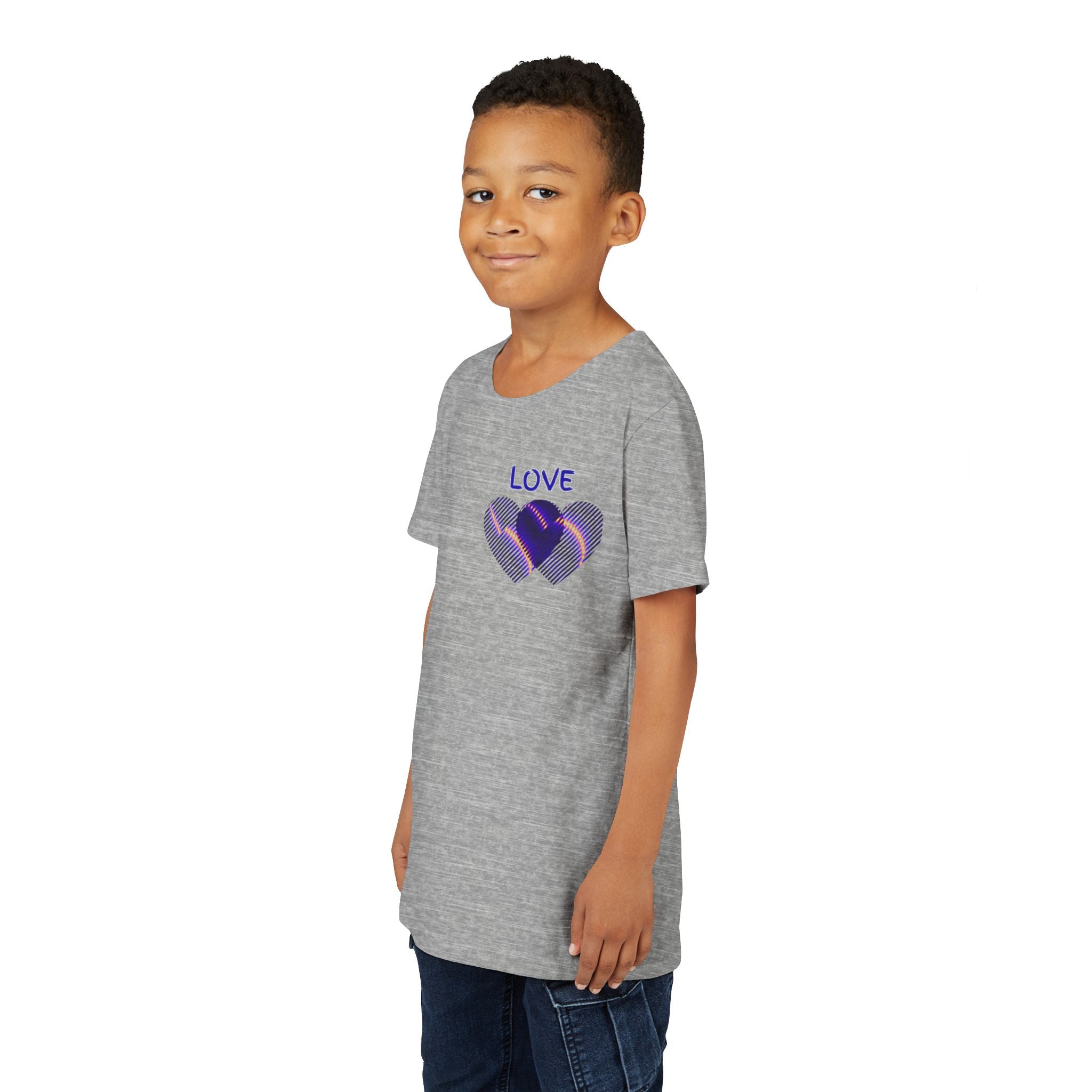 Youth Tee — Purple Heart 'LOVE' Graphic Kids T-Shirt