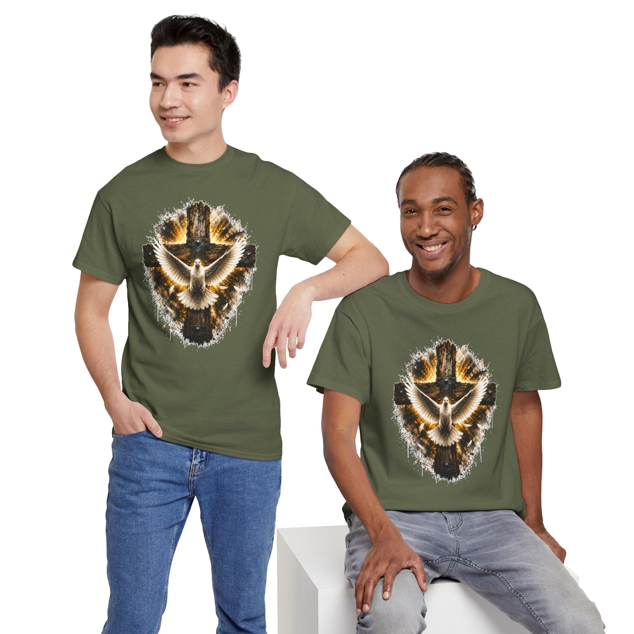 Christian Dove Cross T-Shirt | Holy Spirit Shirt | Faith Graphic Tee | Religious Gift | Bible Believer Shirt | Unisex Christian Tee