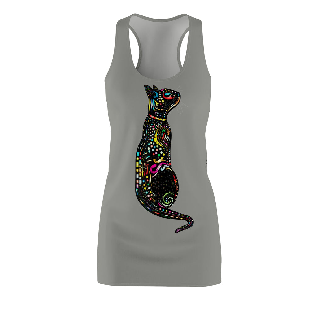 Colorful Mosaic Cat Racerback Dress - Boho Artful Women's Sundress
